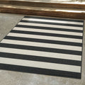 Hampton Striped Black Cream Indoor Outdoor Area Rug 311 X 57