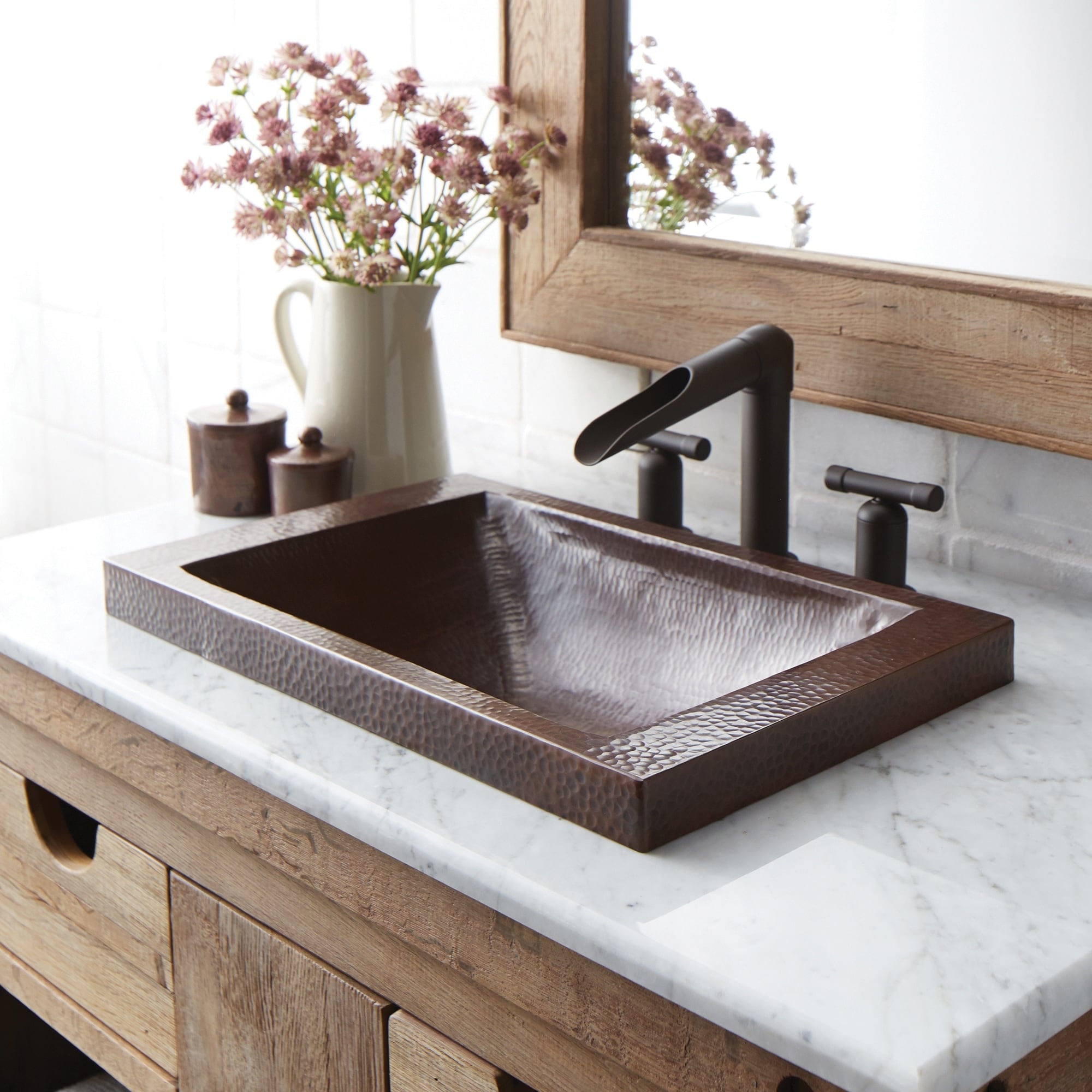 Hana Antique Copper Drop In Bathroom Sink