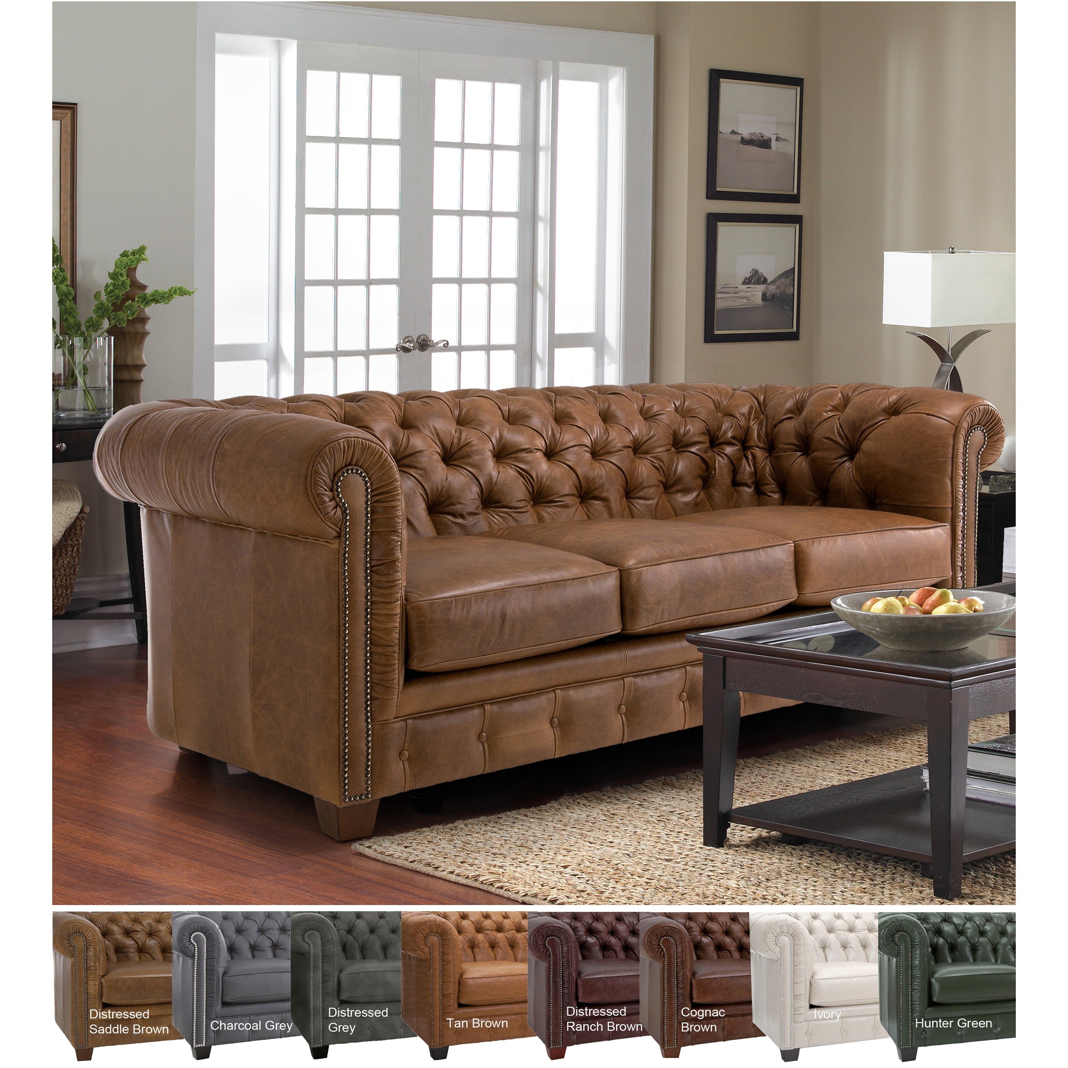 Hancock Tufted Top Grain Italian Leather Chesterfield Sofa