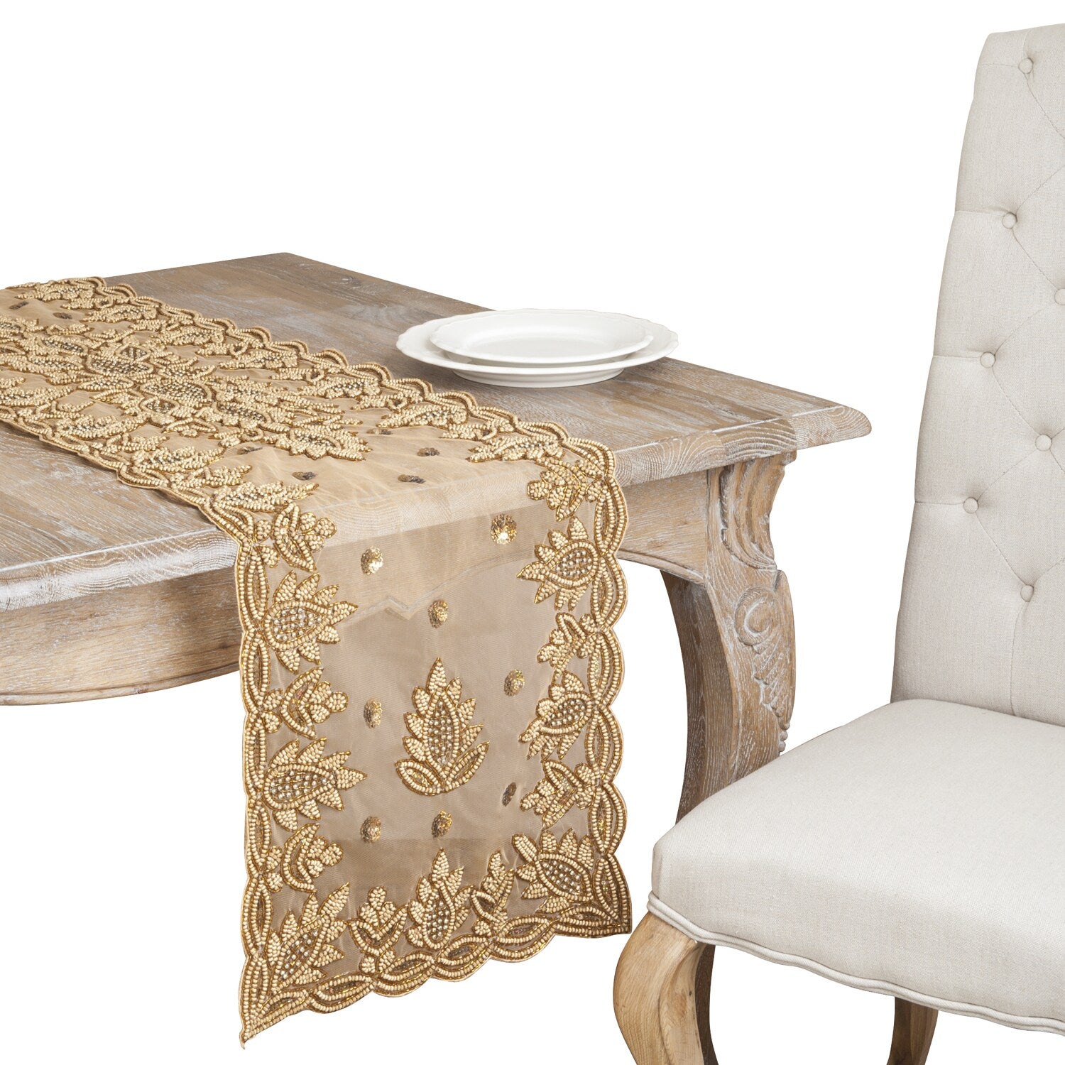 Hand Beaded Design Table Runner Or Topper