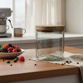 Hand Blown Glass Jar With Natural Mango Wood Lid