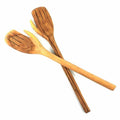 Hand Carved 17 Inch Olive Wood Helping Hands Salad Servers Kenya Tan