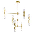 Hand Crank 12 Light Chandelier With Medallion Gold Finish 34 In