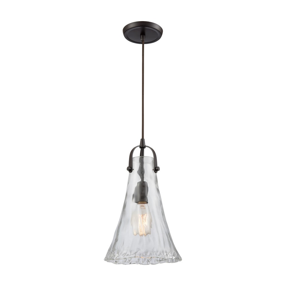Hand Formed 1 Light Glass Pendant Oil Rubbed Bronze