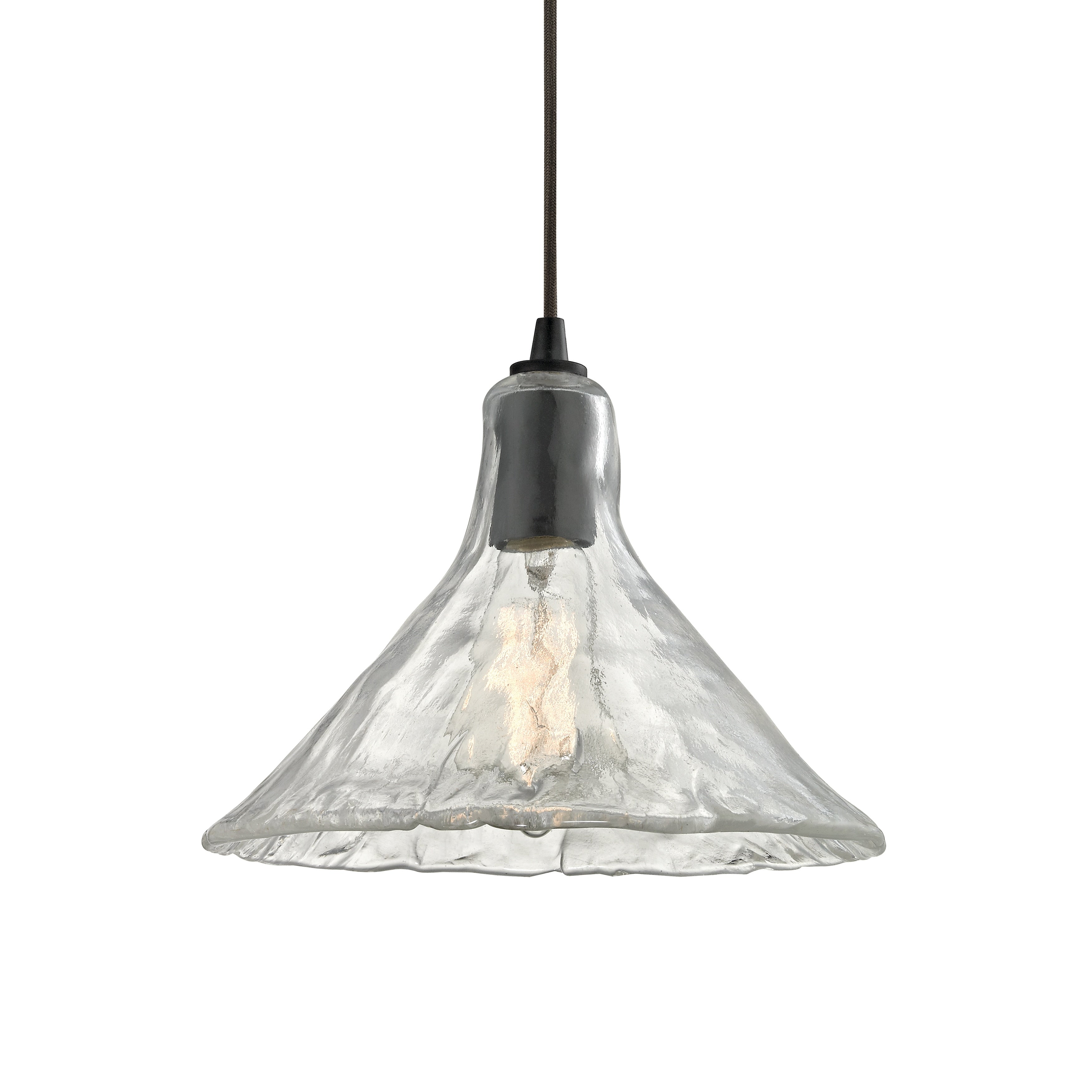 Hand Formed Glass 10 Inch Wide 1 Light Mini Pendant In Oil Rubbed Bronze