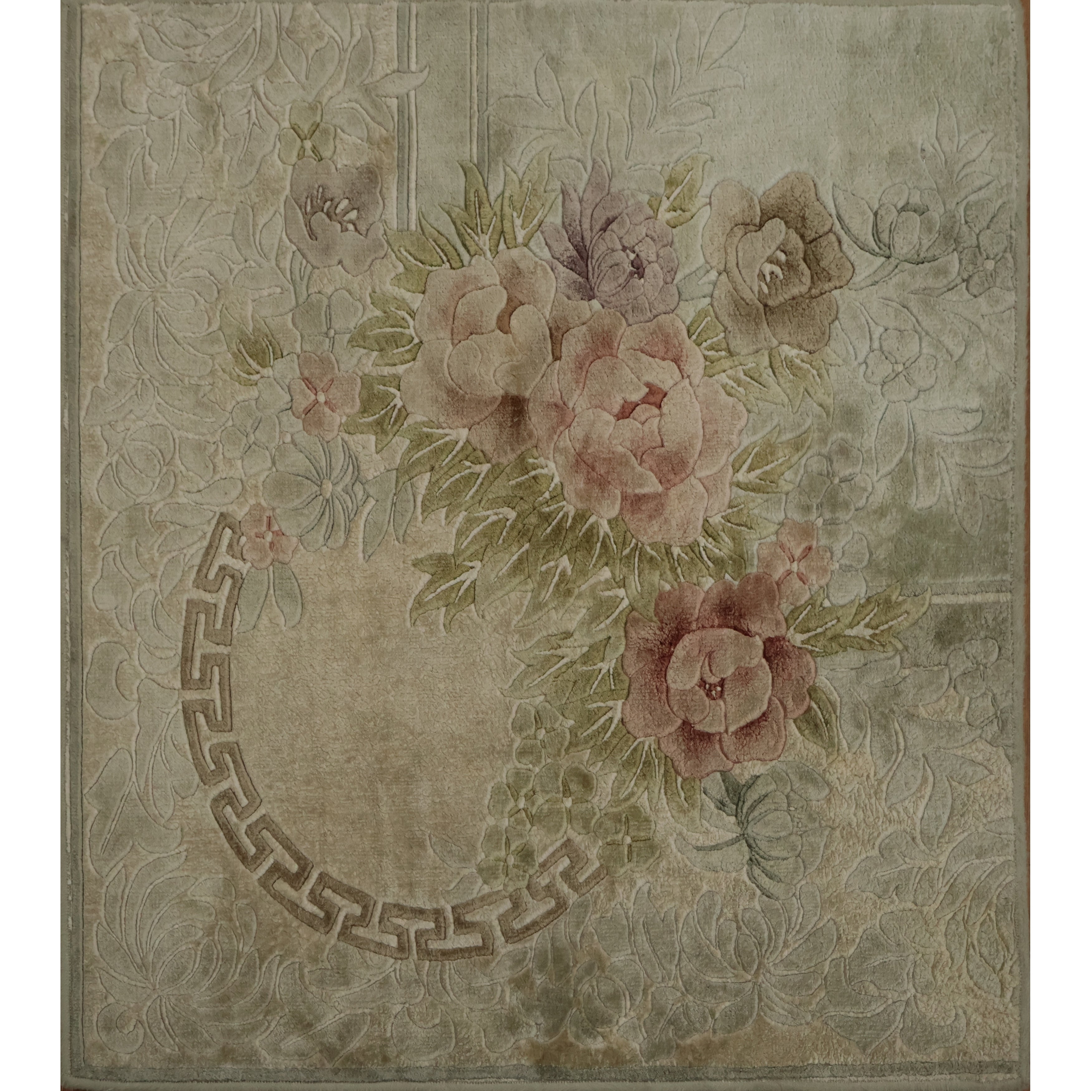 Hand Knotted Oriental 100 Silk Carpet Traditional Floral Beige Ivories Art Deco Area Rug 2 7 X 2 8