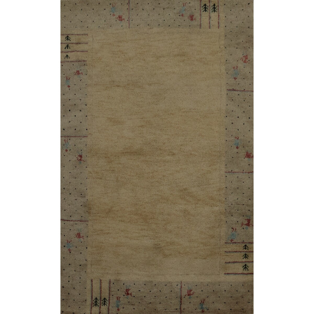 Hand Knotted Oriental 100 Wool Carpet Modern Bordered Yellow Gold Gabbeh Area Rug 6 0 X 3 11