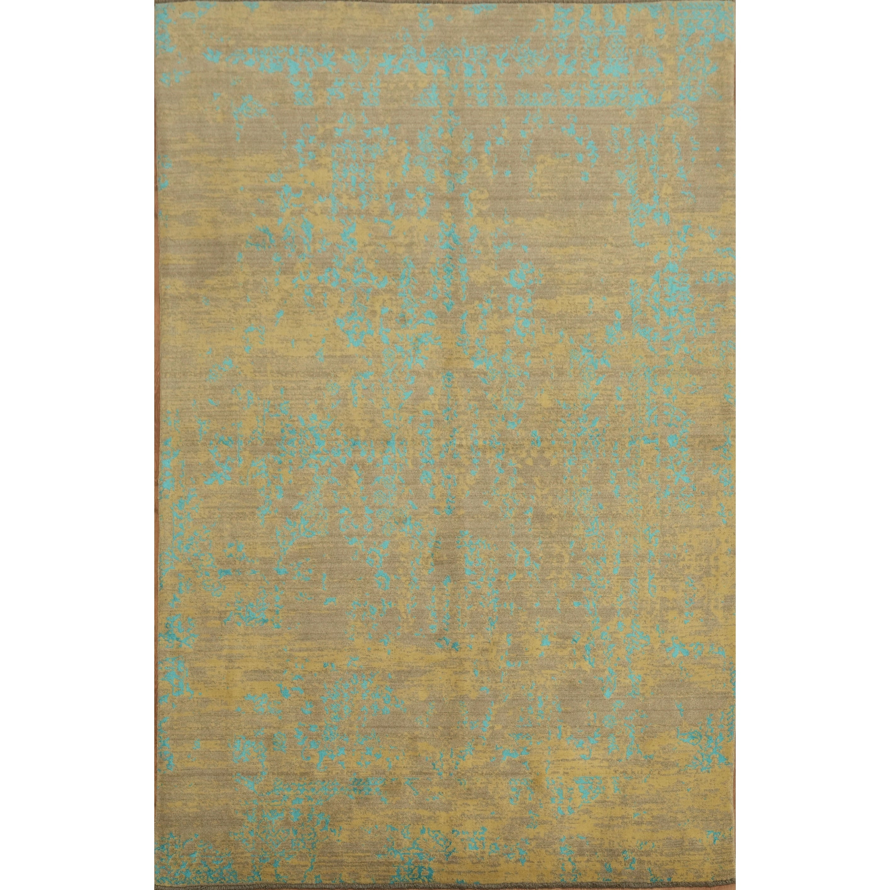 Hand Knotted Oriental 100 Wool Carpet Modern Brown Abstract Area Rug 9 10 X 6 5