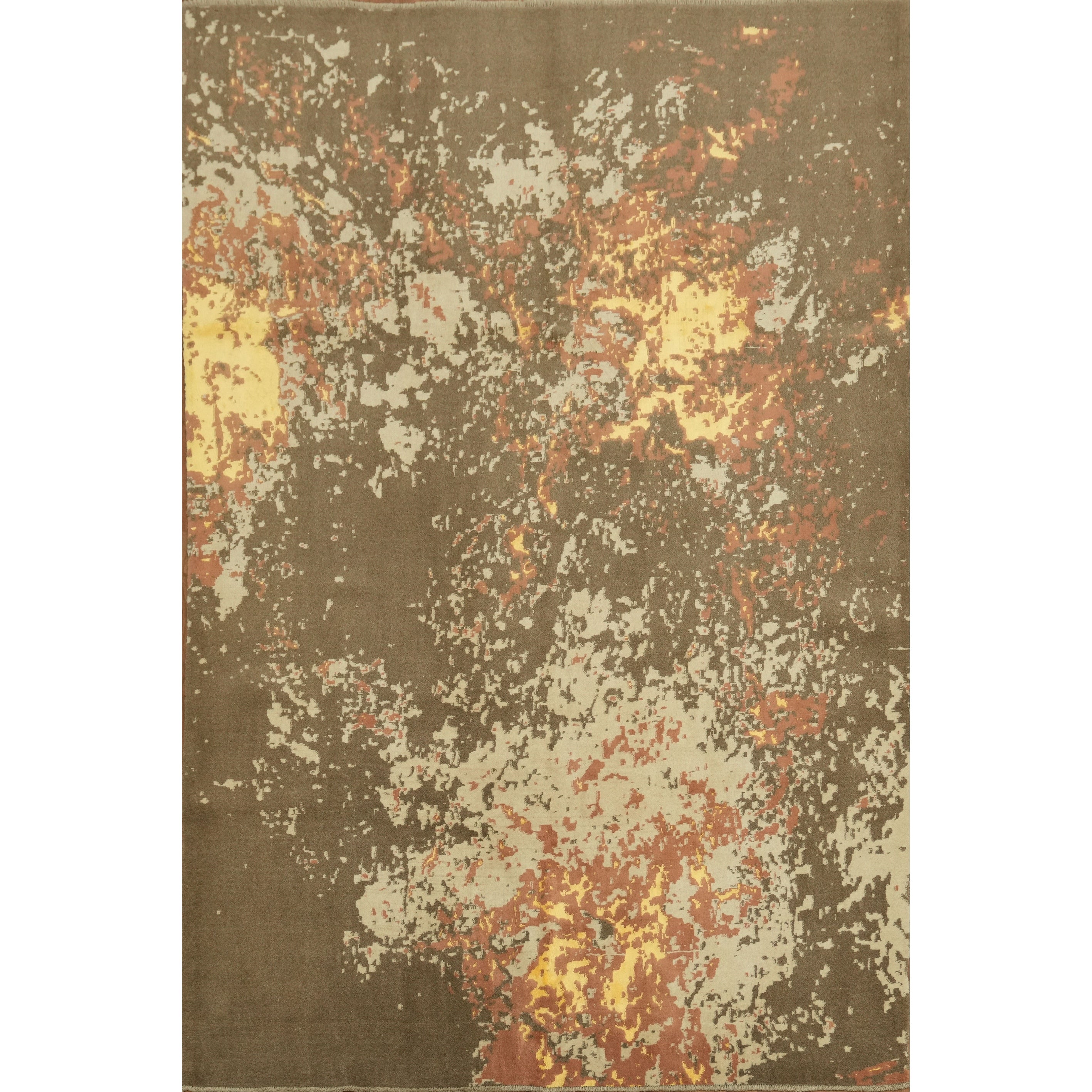 Hand Knotted Oriental 100 Wool Carpet Modern Brown Abstract Area Rug 9 8 X 6 6