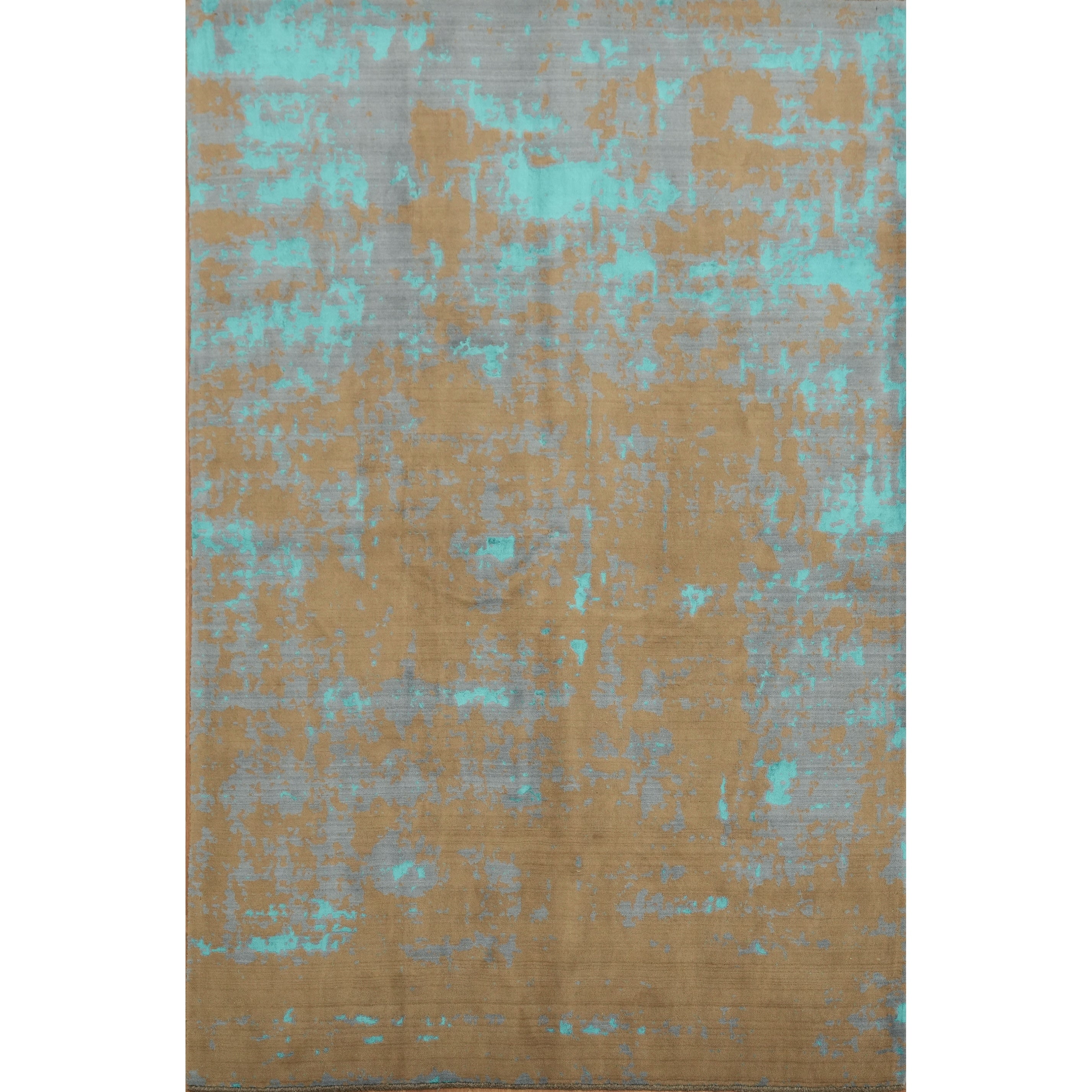 Hand Knotted Oriental 100 Wool Carpet Modern Brown Abstract Area Rug 9 9 X 6 5