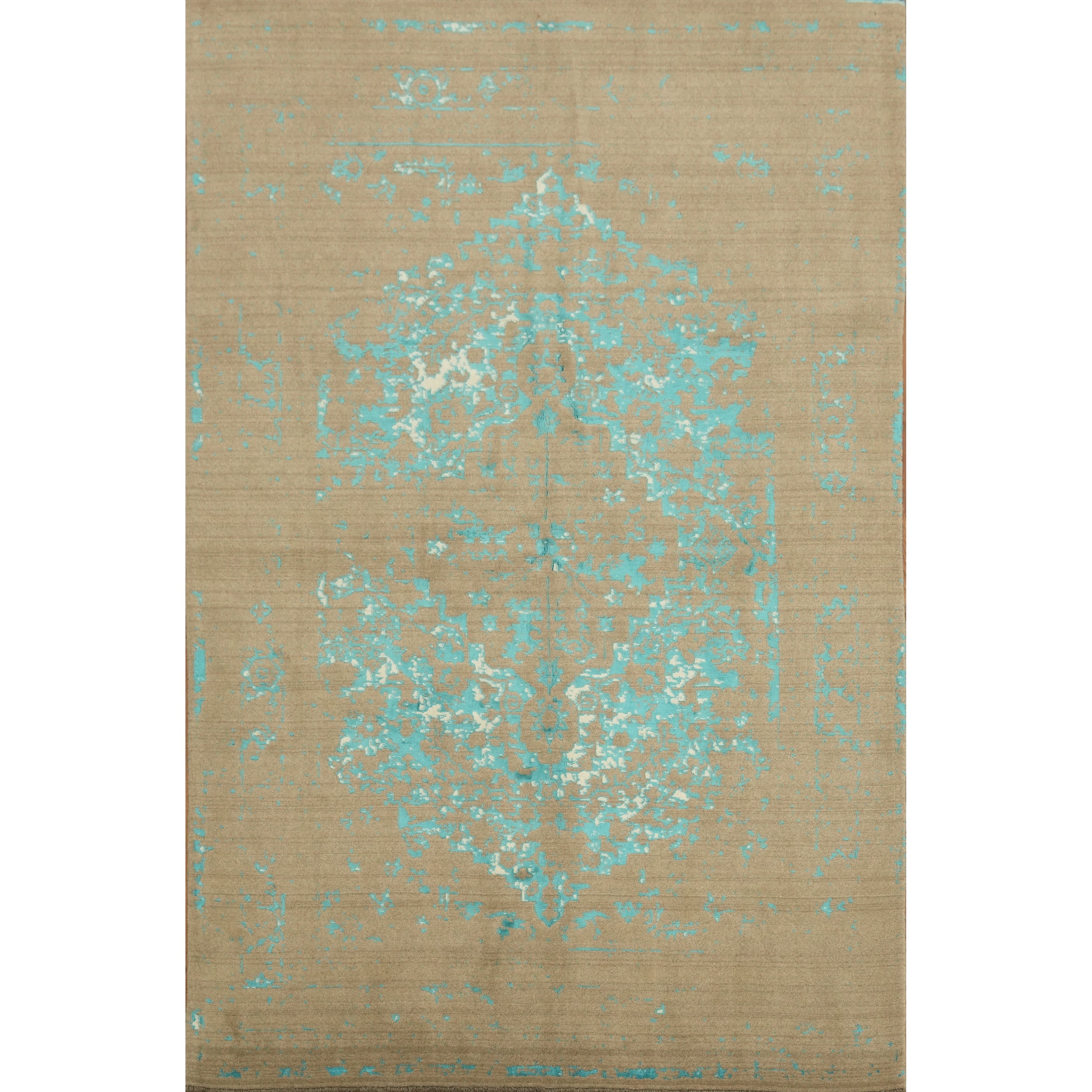 Hand Knotted Oriental 100 Wool Carpet Modern Brown Abstract Area Rug 9 10 X 6 6