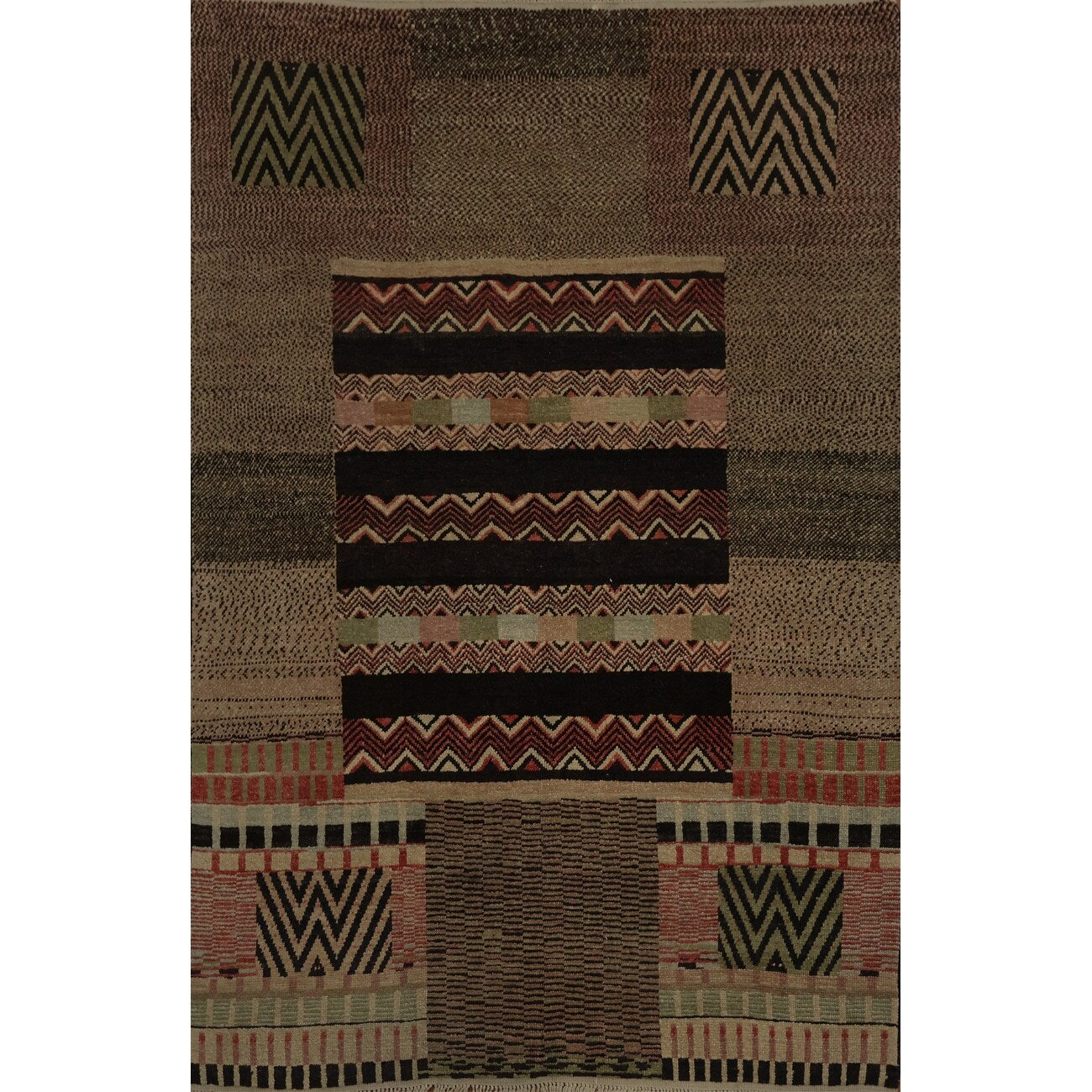 Hand Knotted Oriental 100 Wool Carpet Modern Geometric Brown Modern Area Rug 7 7 X 6 1