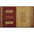 Hand Knotted Oriental 100 Wool Carpet Modern Geometric Multi Colored Gabbeh Area Rug 4 3 X 2 8