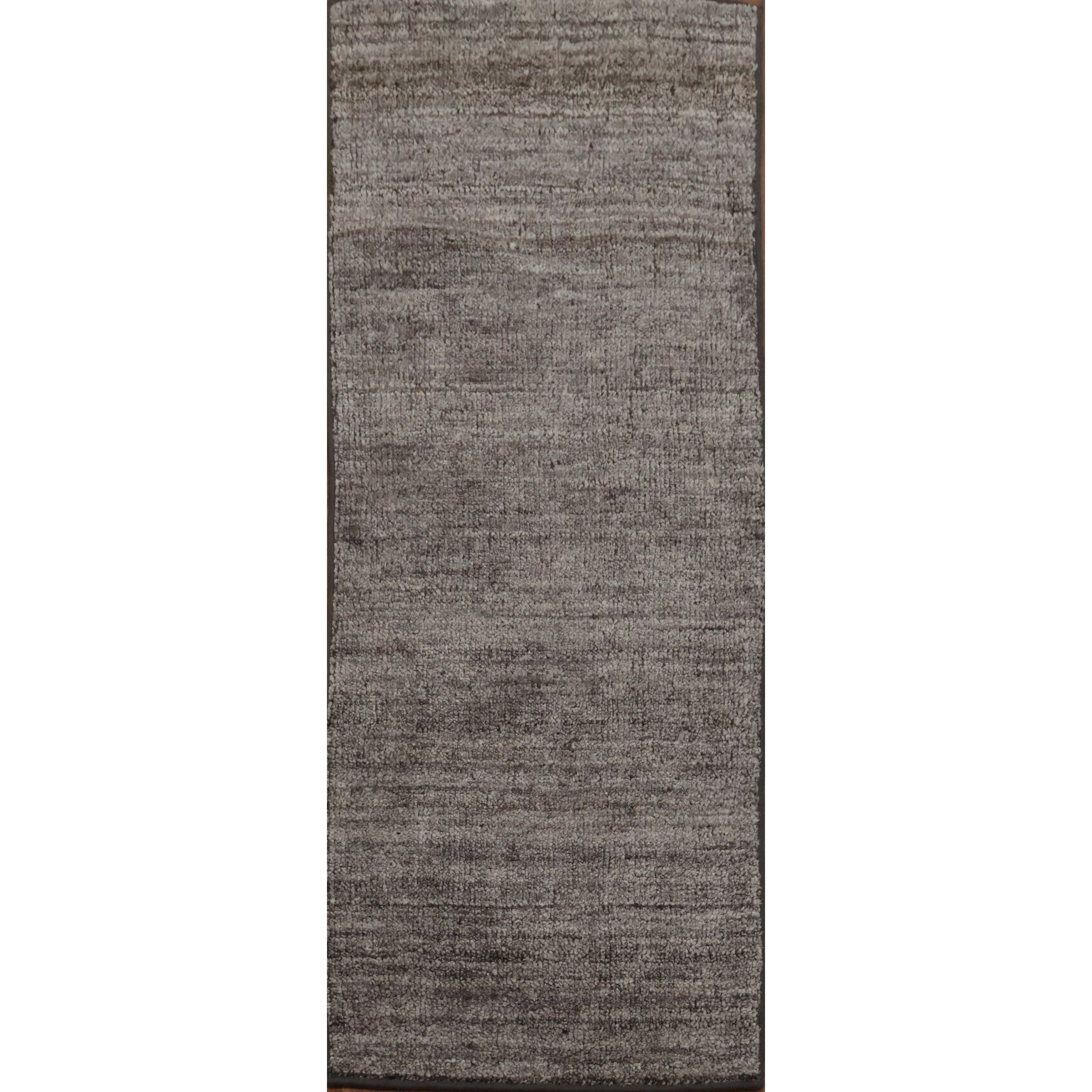 Hand Knotted Oriental 100 Wool Carpet Modern Solid Greys Charcoal Gabbeh Runner Rug 5 0 X 2 0