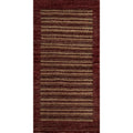 Hand Knotted Oriental 100 Wool Carpet Modern Stripe Red Gabbeh Area Rug 5 9 X 2 10