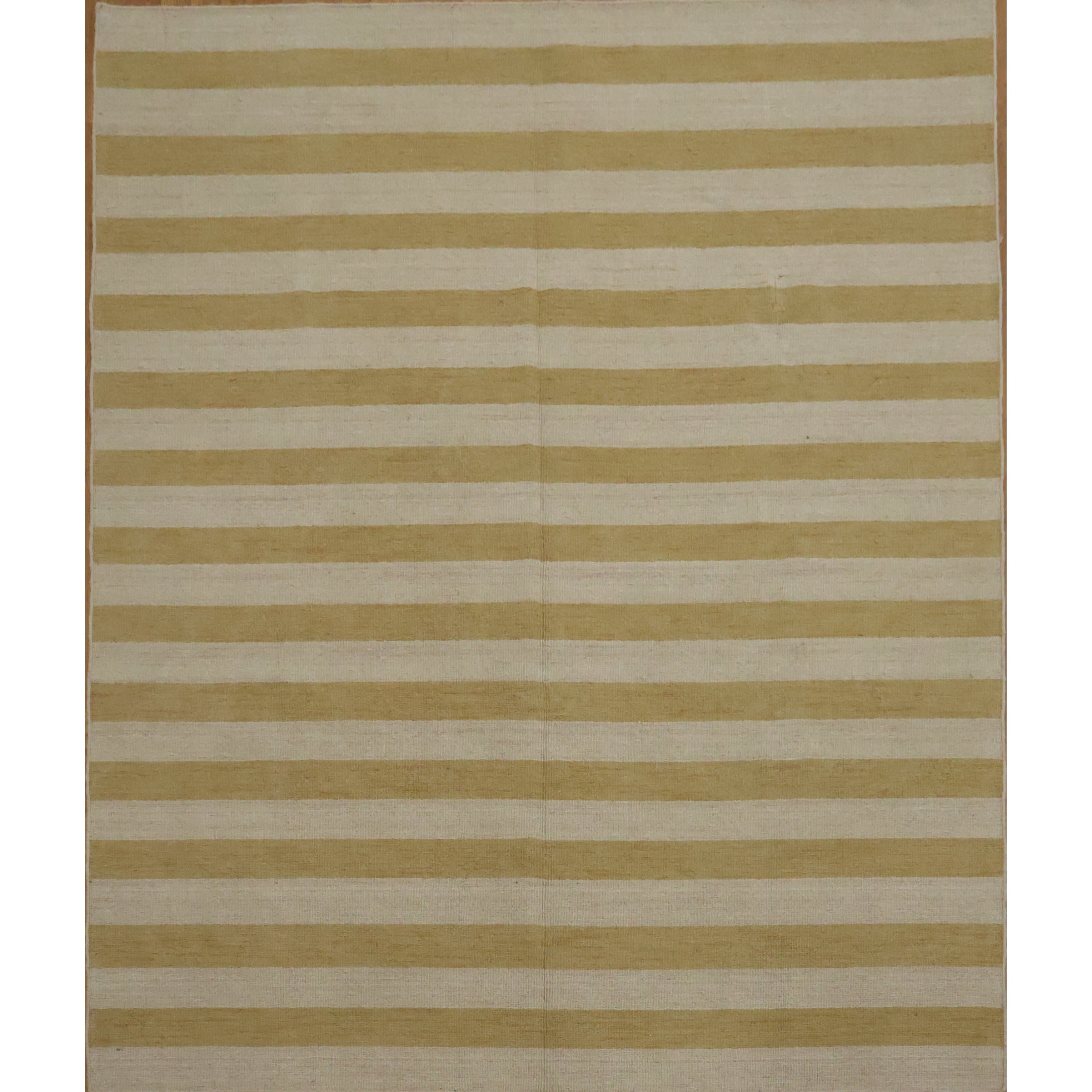 Hand Knotted Oriental 100 Wool Carpet Modern Stripe Yellow Gold Gabbeh Area Rug 9 8 X 8 2