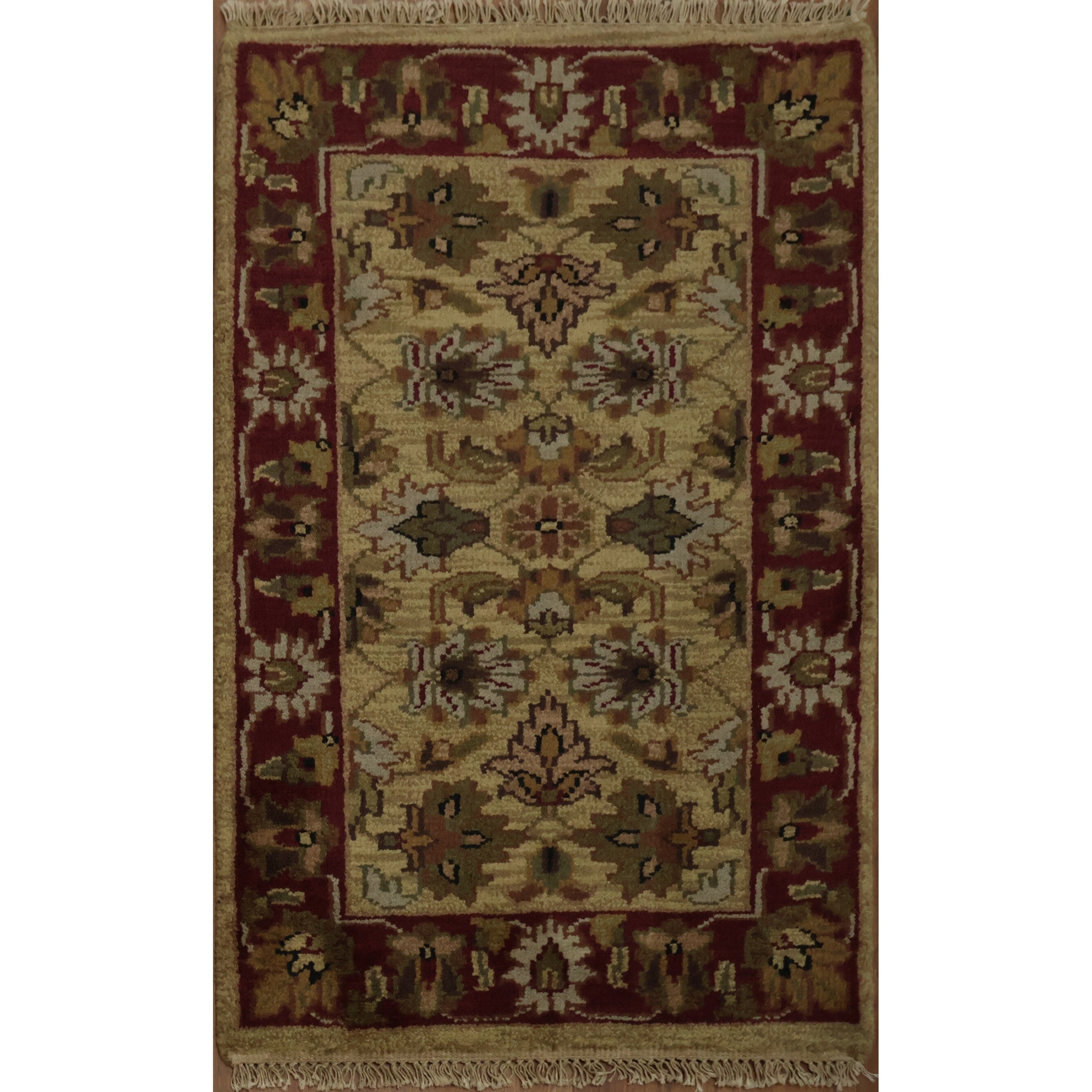 Hand Knotted Oriental 100 Wool Carpet Traditional All Over Beige Ivories Agra Area Rug 4 0 X 2 6