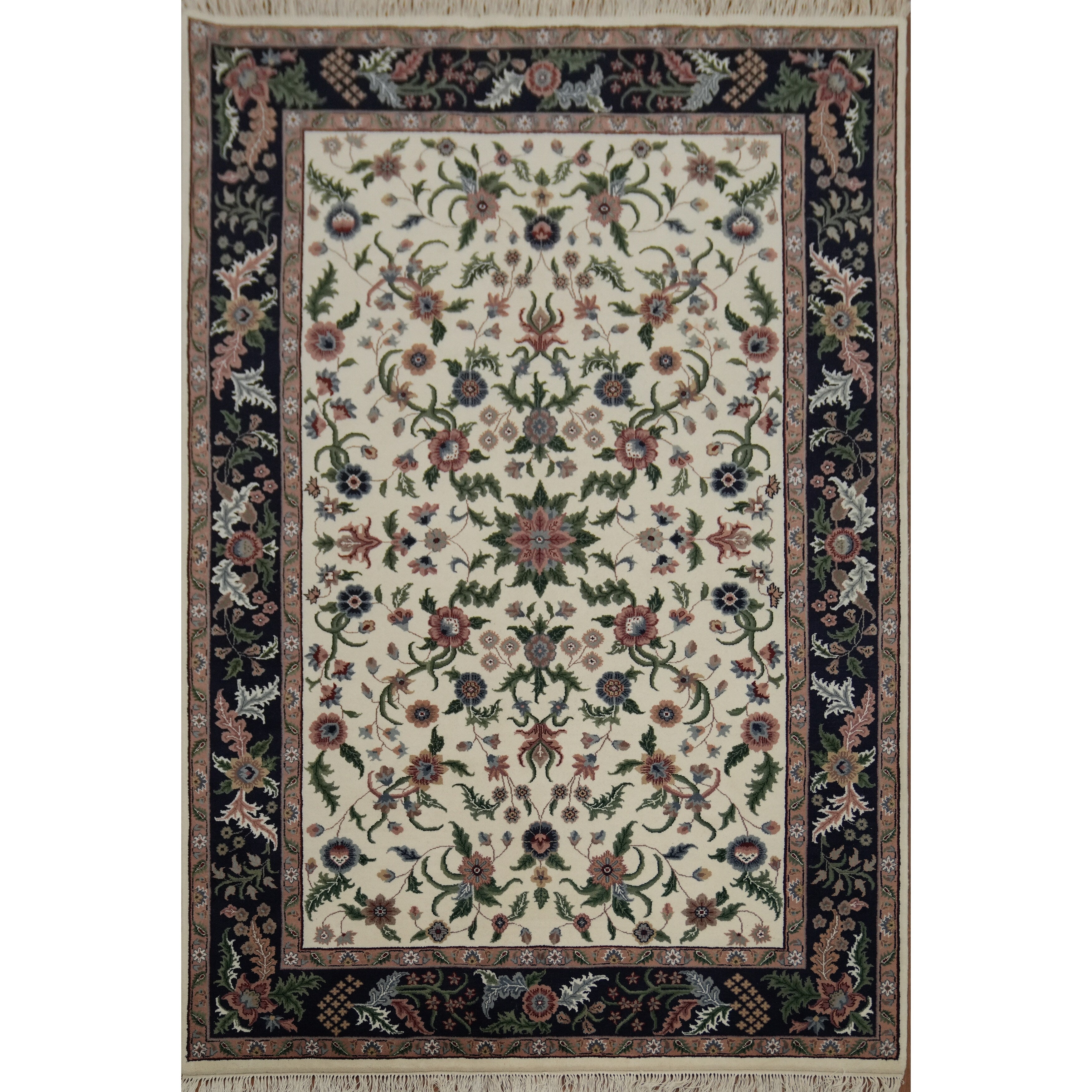 Hand Knotted Oriental 100 Wool Carpet Traditional All Over Beige Ivories Aubusson Area Rug 9 0 X 6 0
