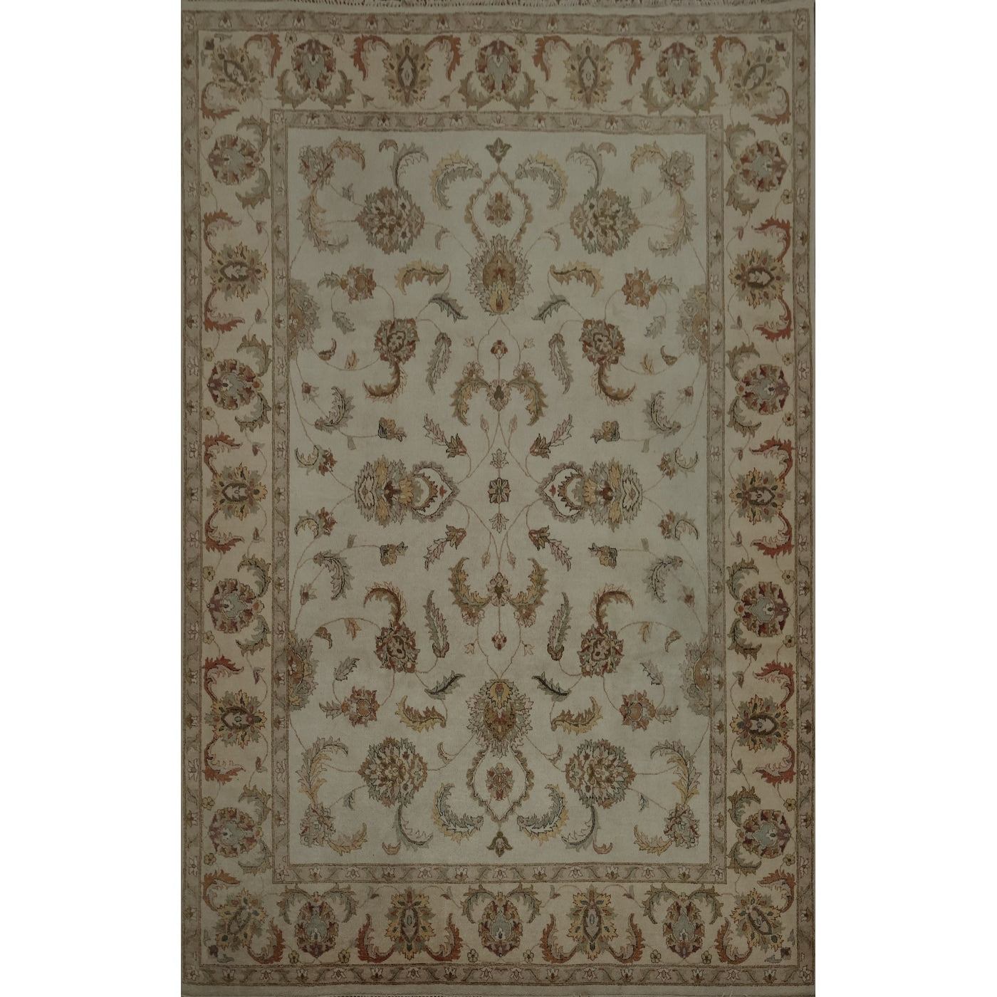 Hand Knotted Oriental 100 Wool Carpet Traditional All Over Beige Ivories Peshawar Area Rug 12 4 X 8 10