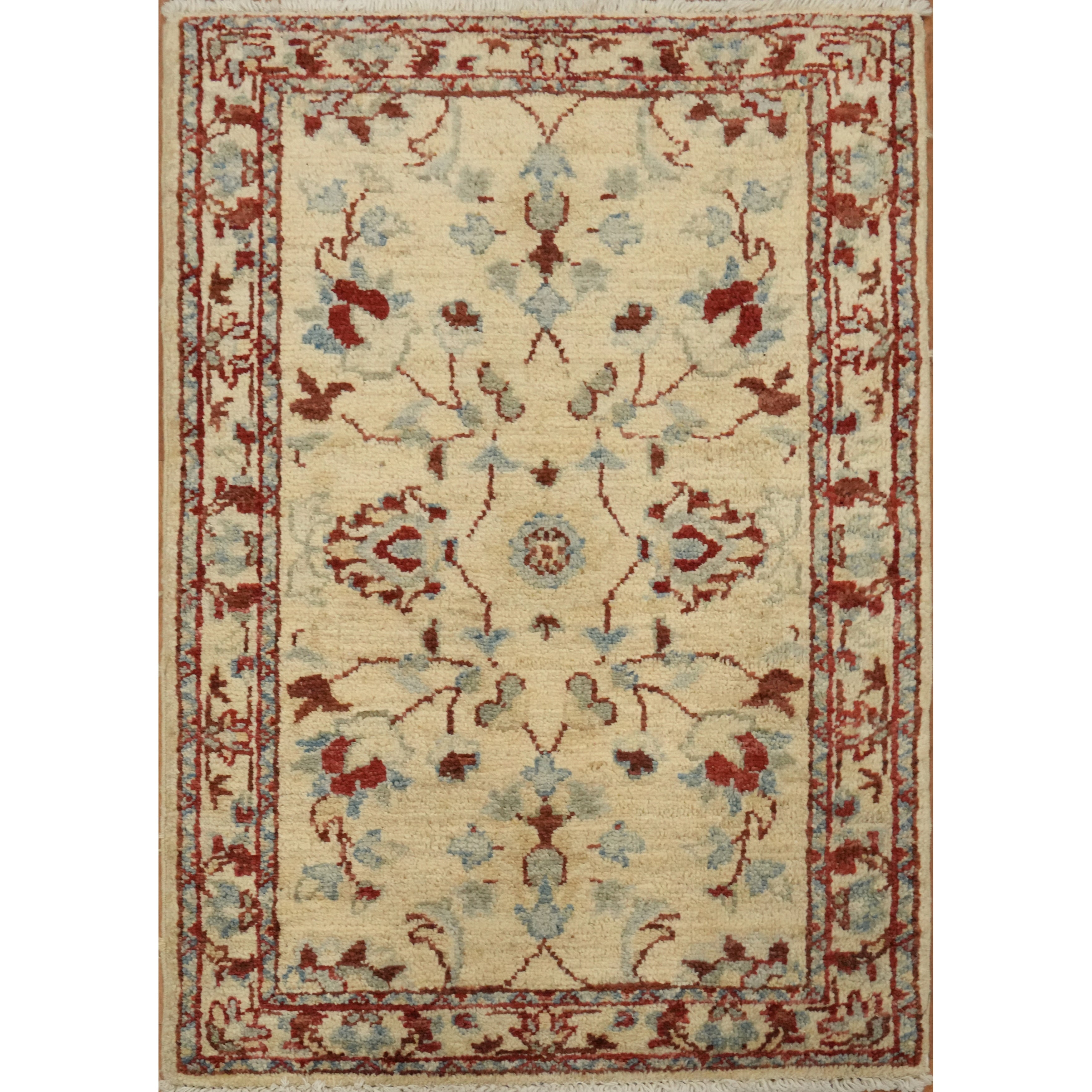 Hand Knotted Oriental 100 Wool Carpet Traditional All Over Beige Ivories Peshawar Area Rug 2 10 X 2 0