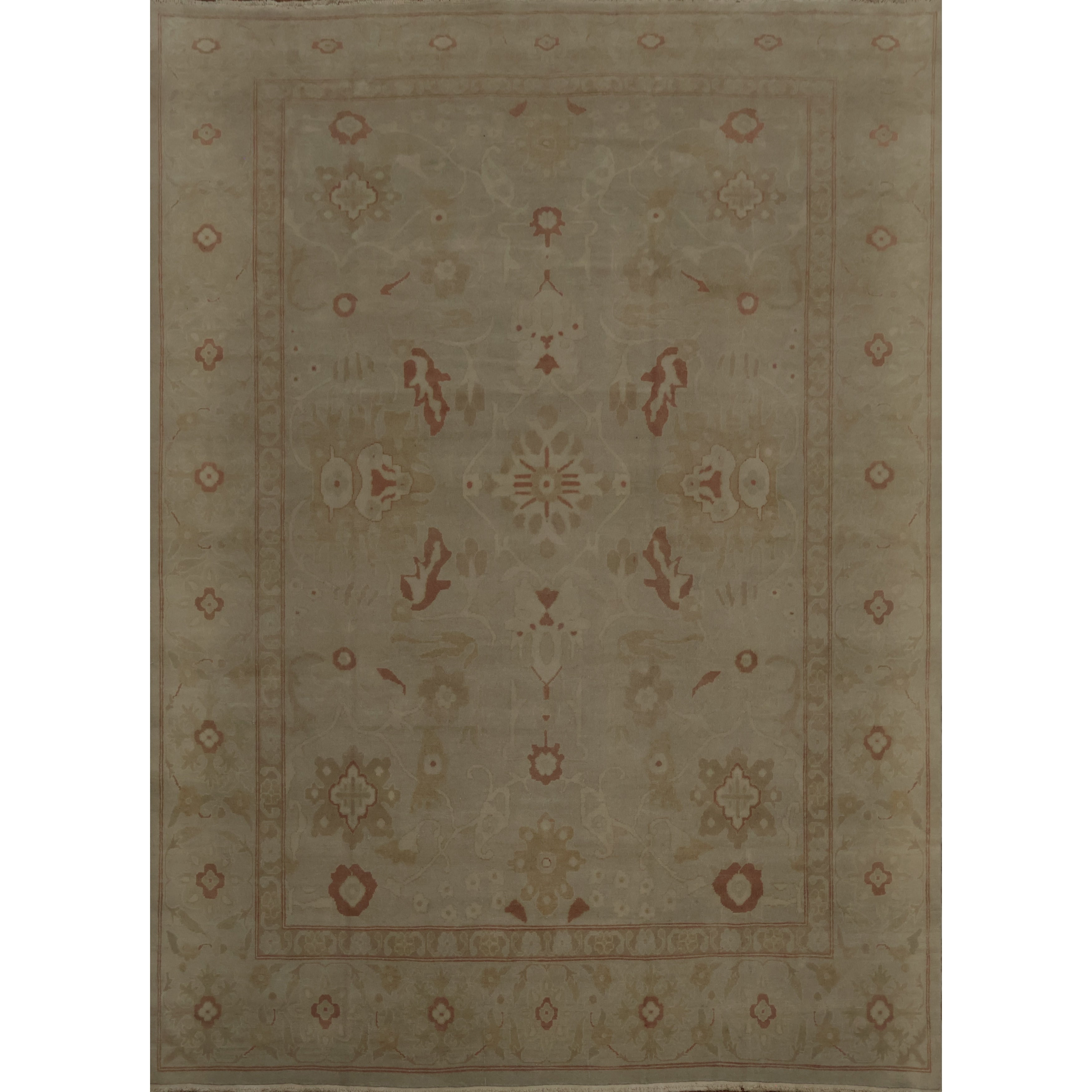 Hand Knotted Oriental 100 Wool Carpet Traditional All Over Beige Ivories Ziegler Area Rug 12 2 X 8 10