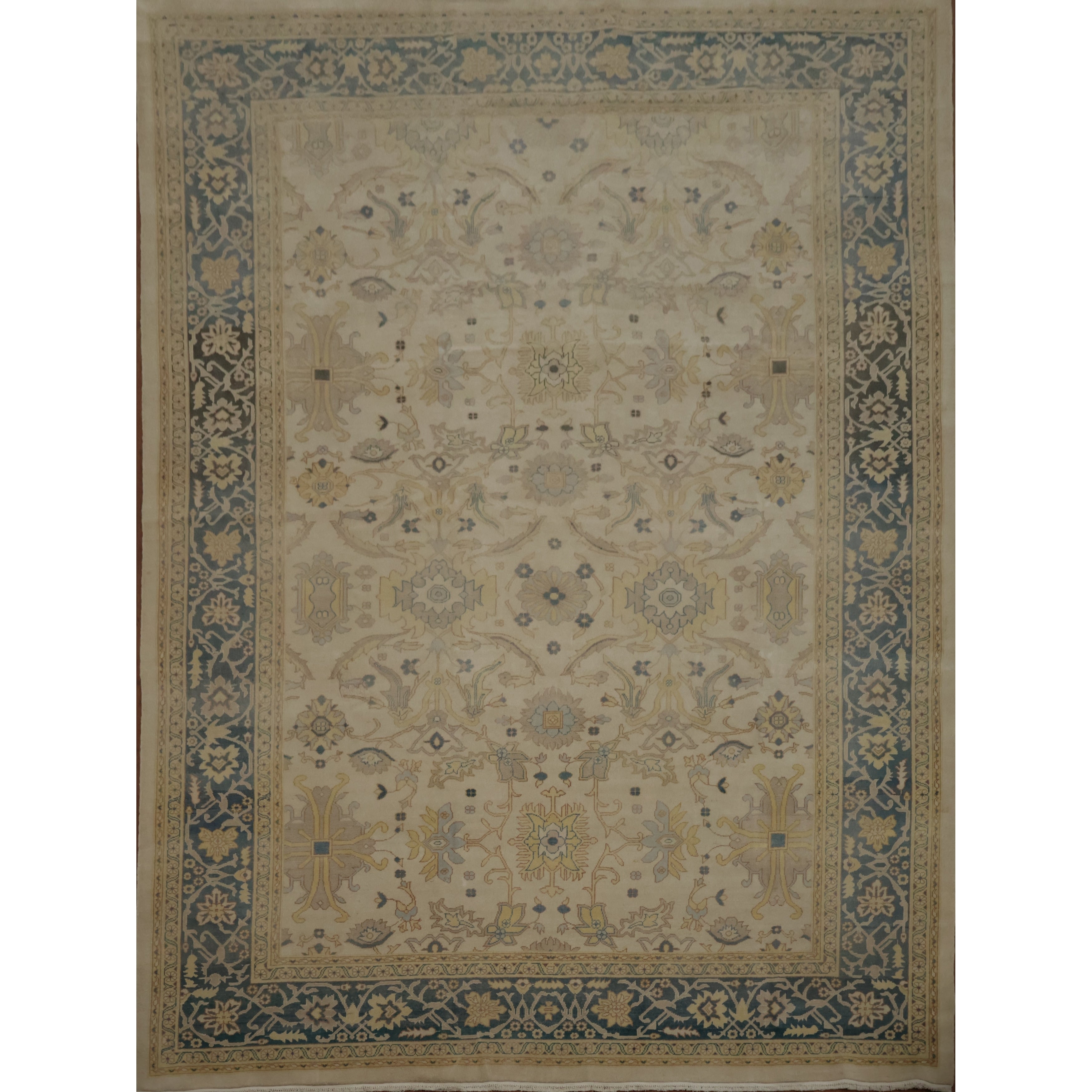 Hand Knotted Oriental 100 Wool Carpet Traditional All Over Beige Ivories Ziegler Area Rug 11 8 X 8 9