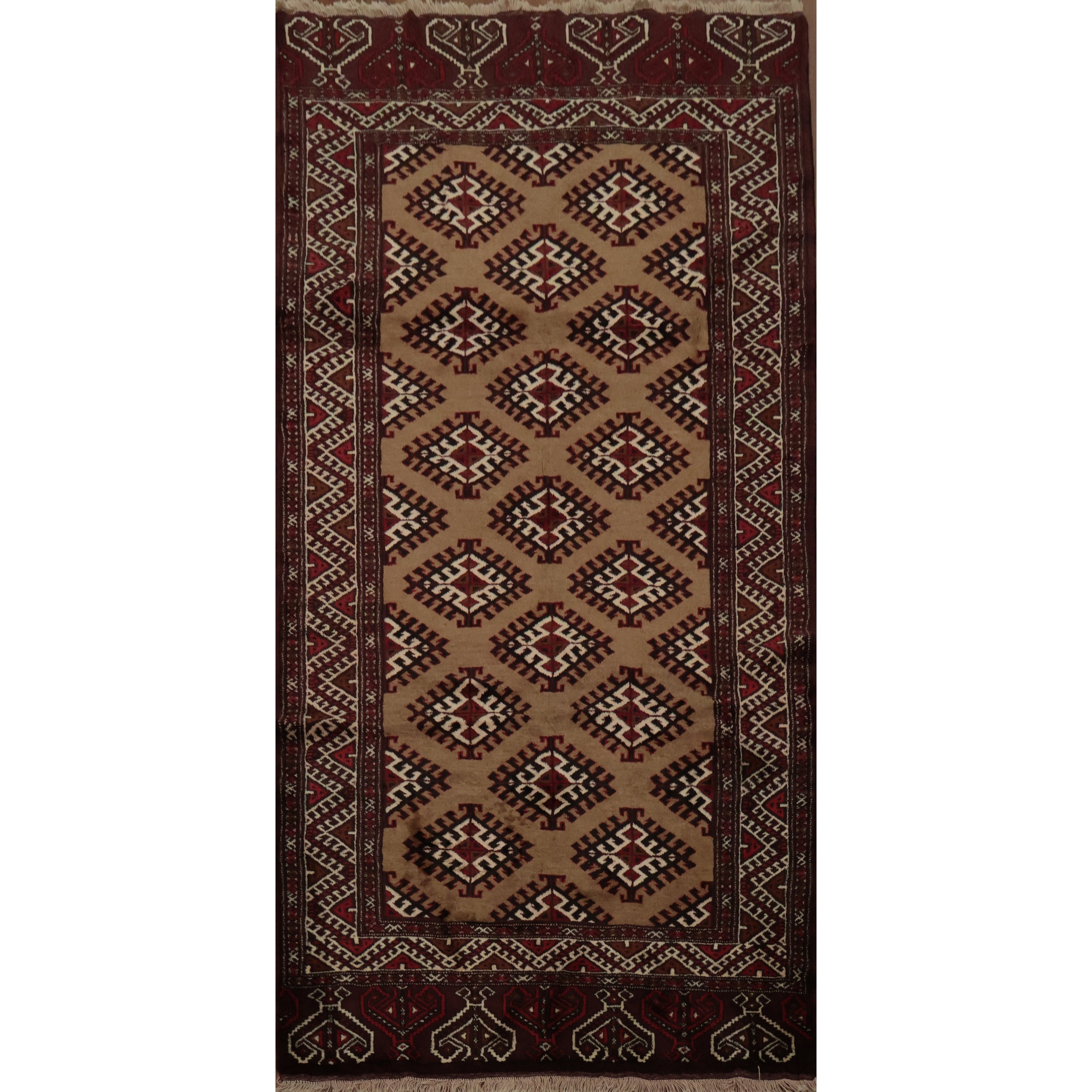 Hand Knotted Oriental 100 Wool Carpet Traditional All Over Brown Turkoman Area Rug 10 7 X 5 3