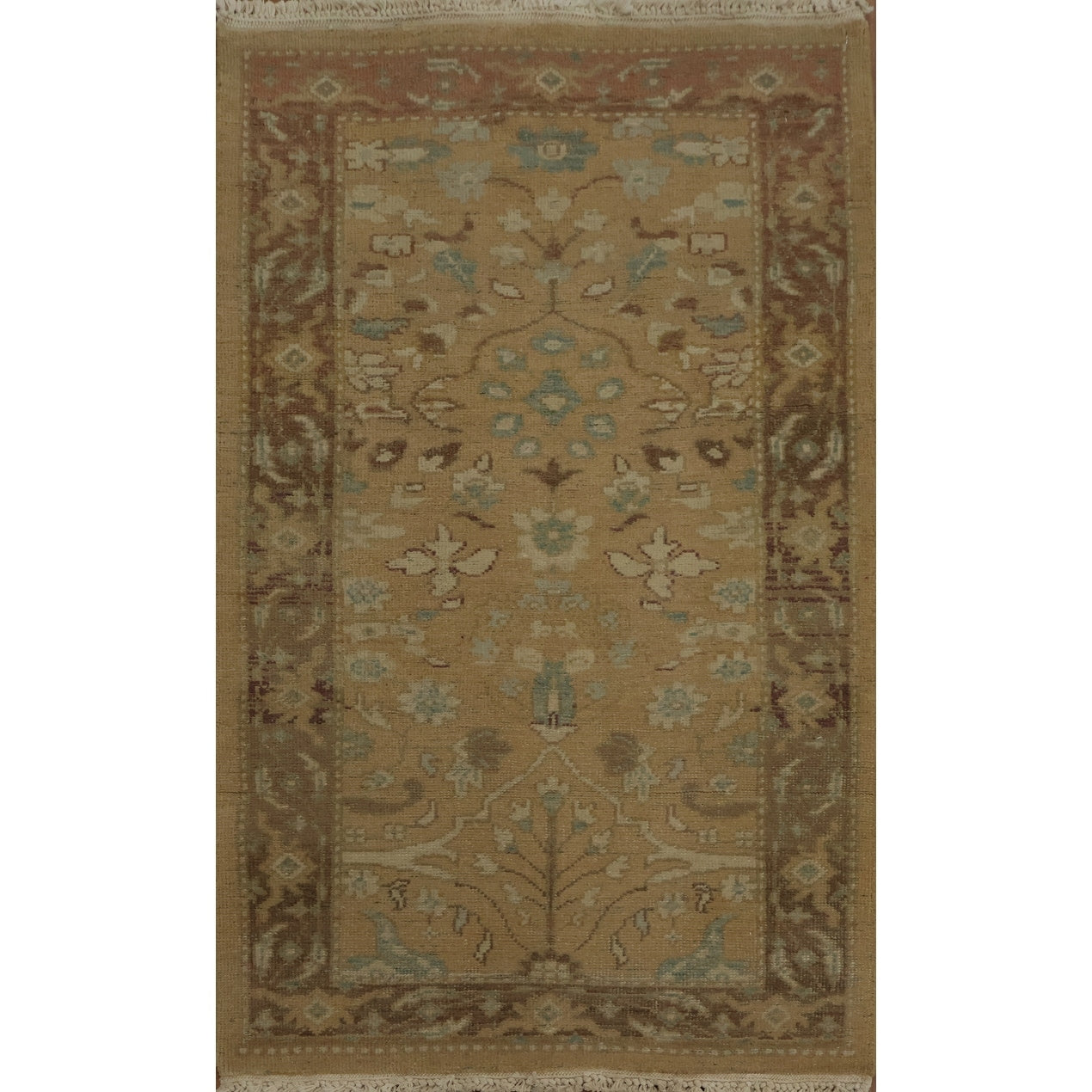 Hand Knotted Oriental 100 Wool Carpet Traditional All Over Brown Ziegler Area Rug 3 10 X 2 1