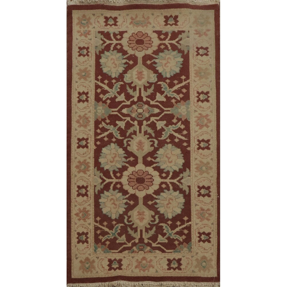 Hand Knotted Oriental 100 Wool Carpet Traditional All Over Brown Ziegler Area Rug 3 7 X 2 2