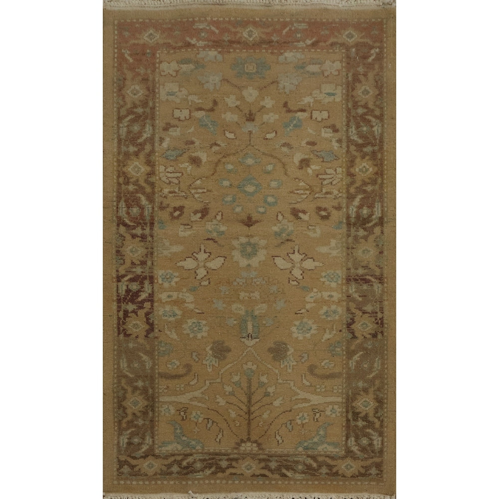 Hand Knotted Oriental 100 Wool Carpet Traditional All Over Brown Ziegler Area Rug 3 9 X 2 0