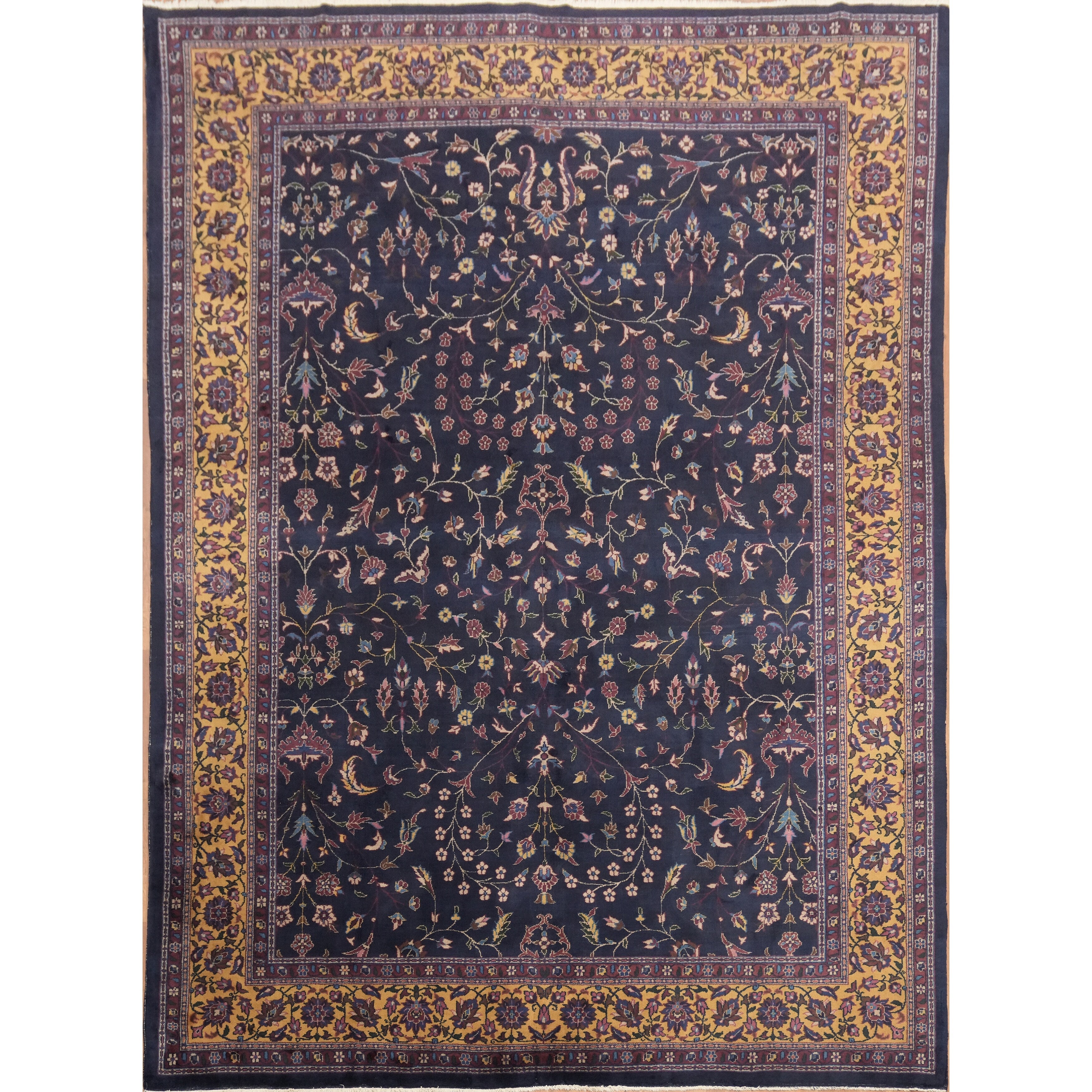 Hand Knotted Oriental 100 Wool Carpet Traditional All Over Navy Blue Blues Sparta Area Rug 13 4 X 9 10