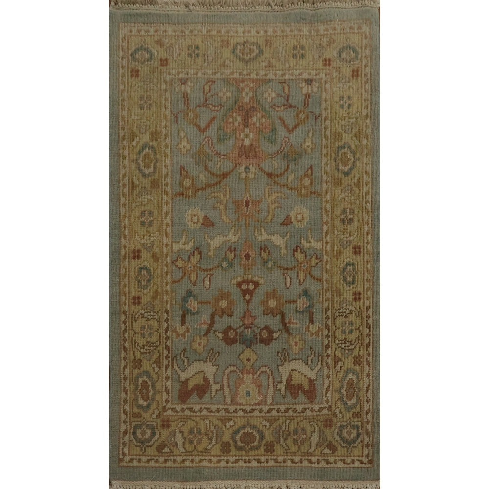 Hand Knotted Oriental 100 Wool Carpet Traditional All Over Navy Blue Blues Ziegler Area Rug 3 1 X 1 11