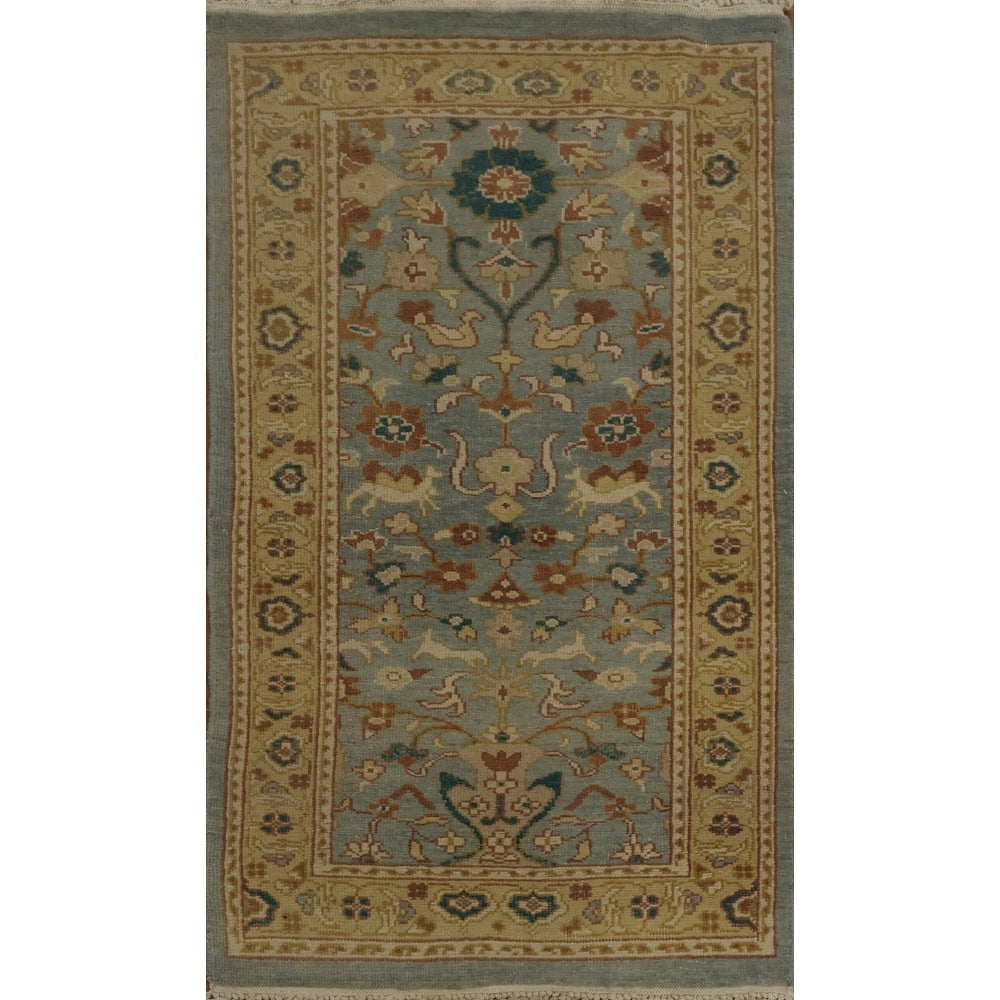 Hand Knotted Oriental 100 Wool Carpet Traditional All Over Navy Blue Blues Ziegler Area Rug 3 9 X 2 0