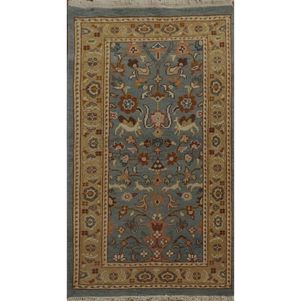 Hand Knotted Oriental 100 Wool Carpet Traditional All Over Navy Blue Blues Ziegler Area Rug 3 10 X 2 1