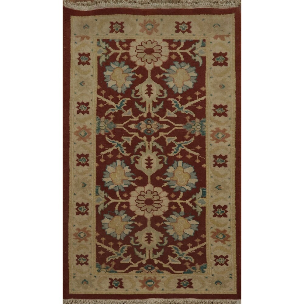 Hand Knotted Oriental 100 Wool Carpet Traditional All Over Oranges Rust Ziegler Area Rug 3 11 X 2 1
