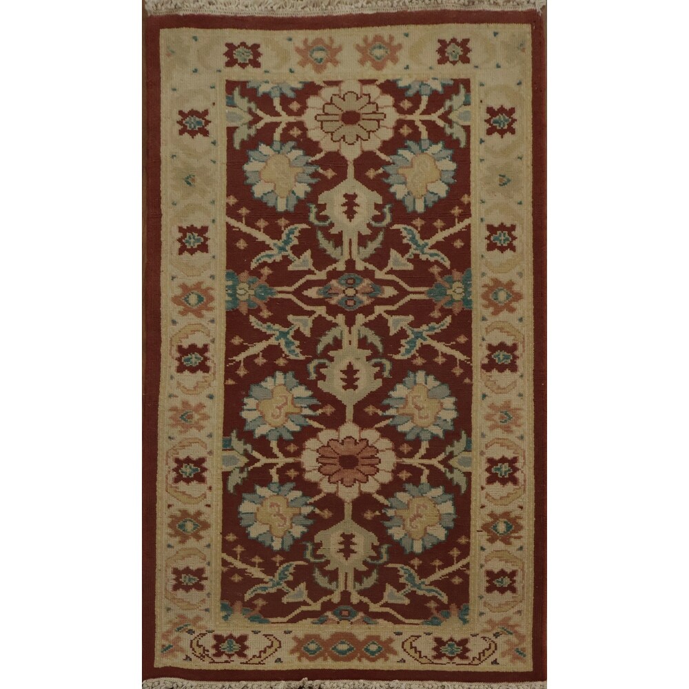 Hand Knotted Oriental 100 Wool Carpet Traditional All Over Oranges Rust Ziegler Area Rug 3 8 X 2 0