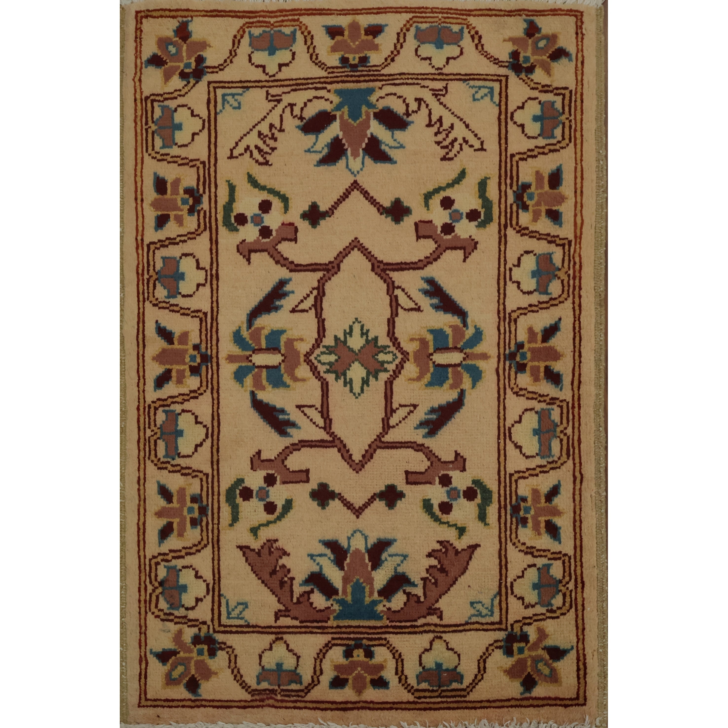 Hand Knotted Oriental 100 Wool Carpet Traditional All Over Peach Chobi Peshawar Area Rug 3 0 X 2 0