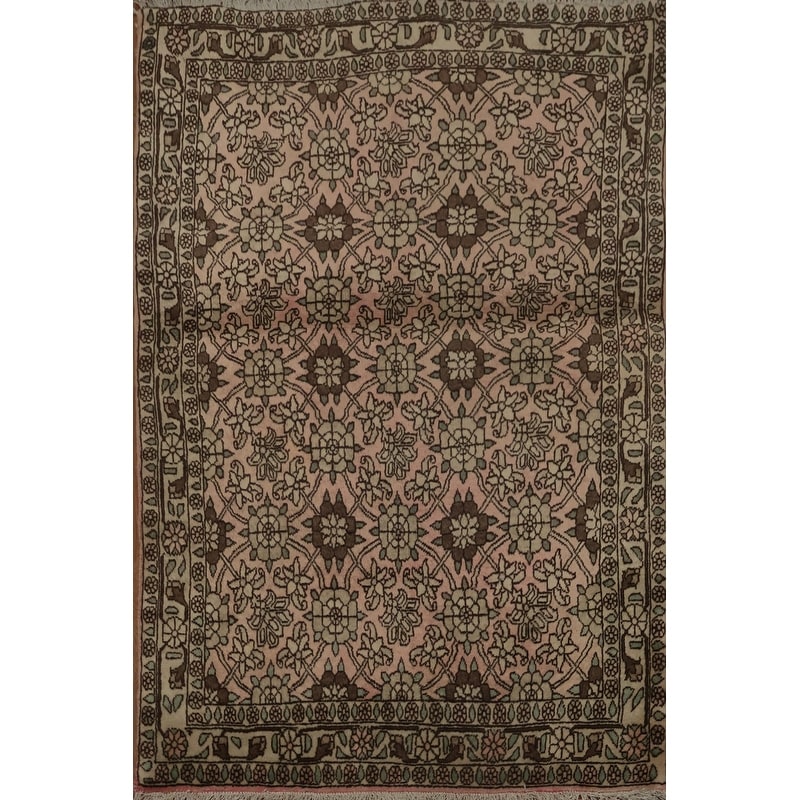Hand Knotted Oriental 100 Wool Carpet Traditional All Over Pink Varamin Area Rug 5 0 X 3 6