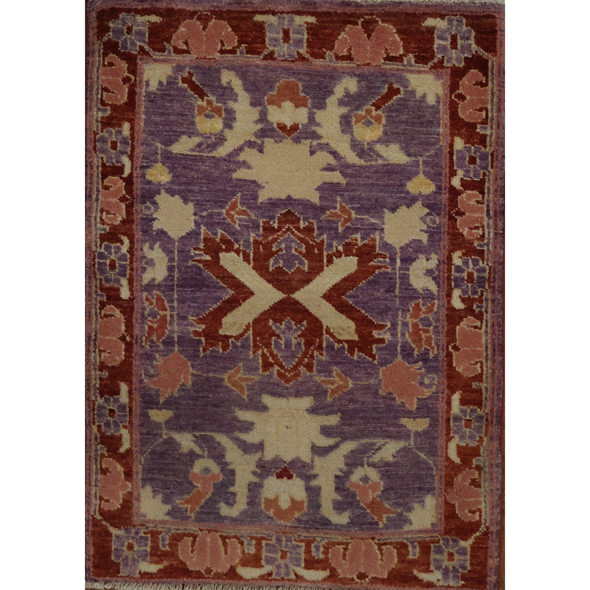 Hand Knotted Oriental 100 Wool Carpet Traditional All Over Purples Peshawar Area Rug 2 10 X 2 1