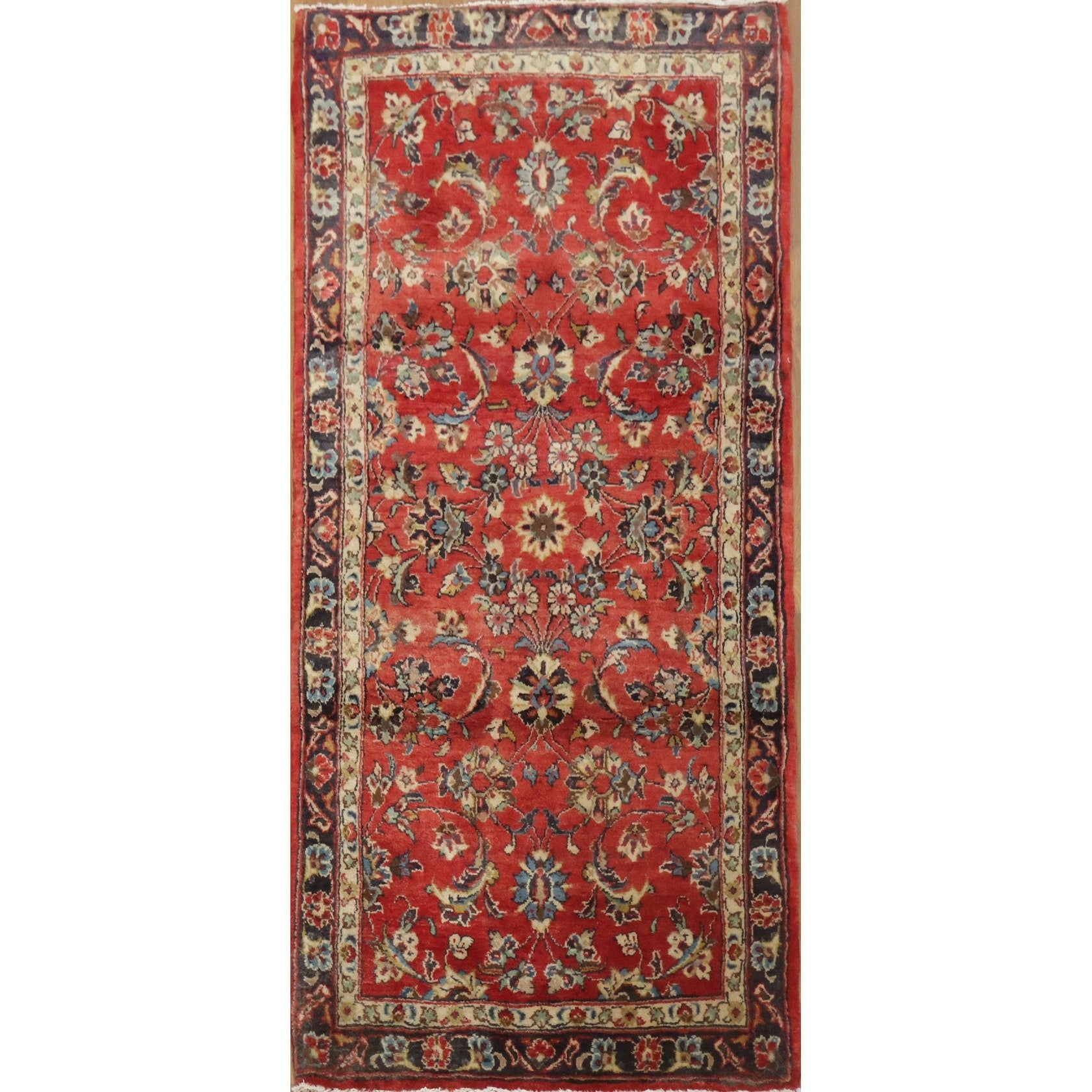 Hand Knotted Oriental 100 Wool Carpet Traditional All Over Red Sarouk Runner Rug 5 0 X 2 4