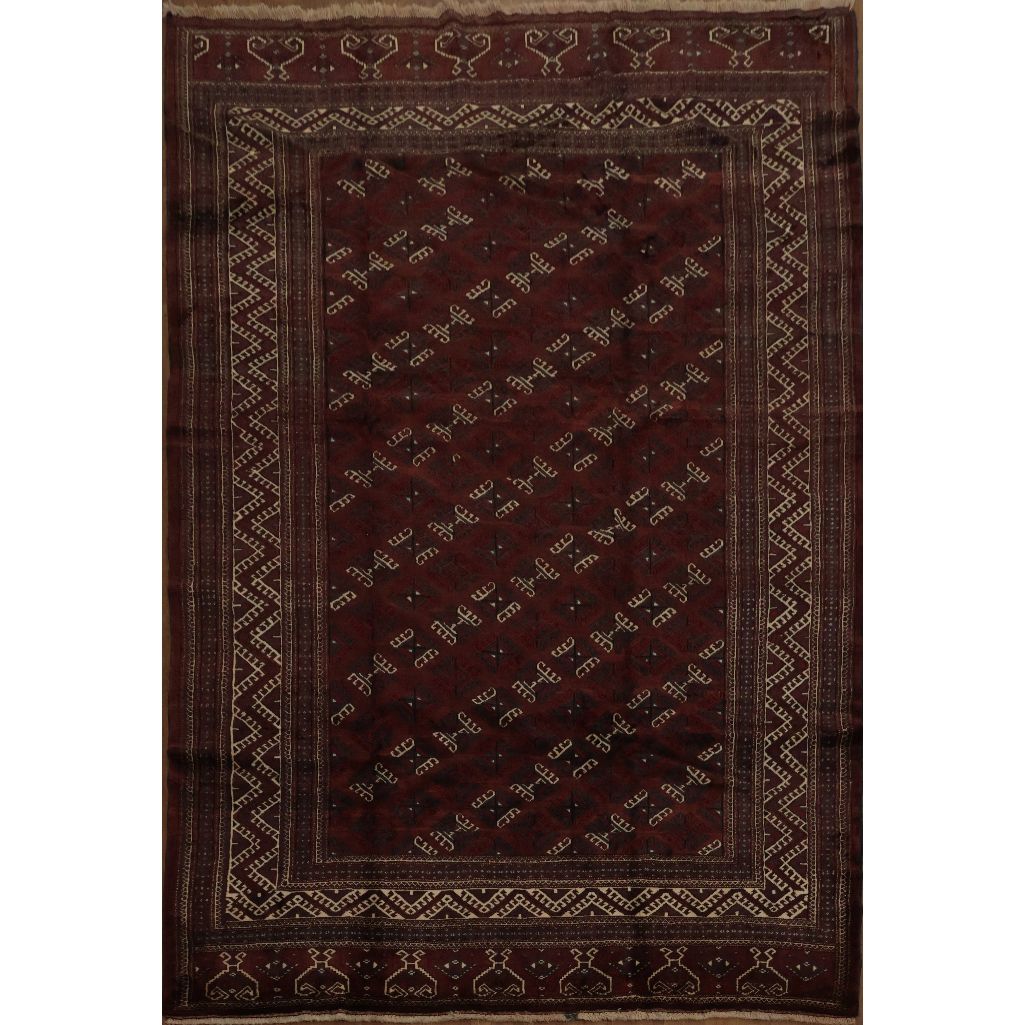 Hand Knotted Oriental 100 Wool Carpet Traditional All Over Red Turkoman Area Rug 12 8 X 8 8