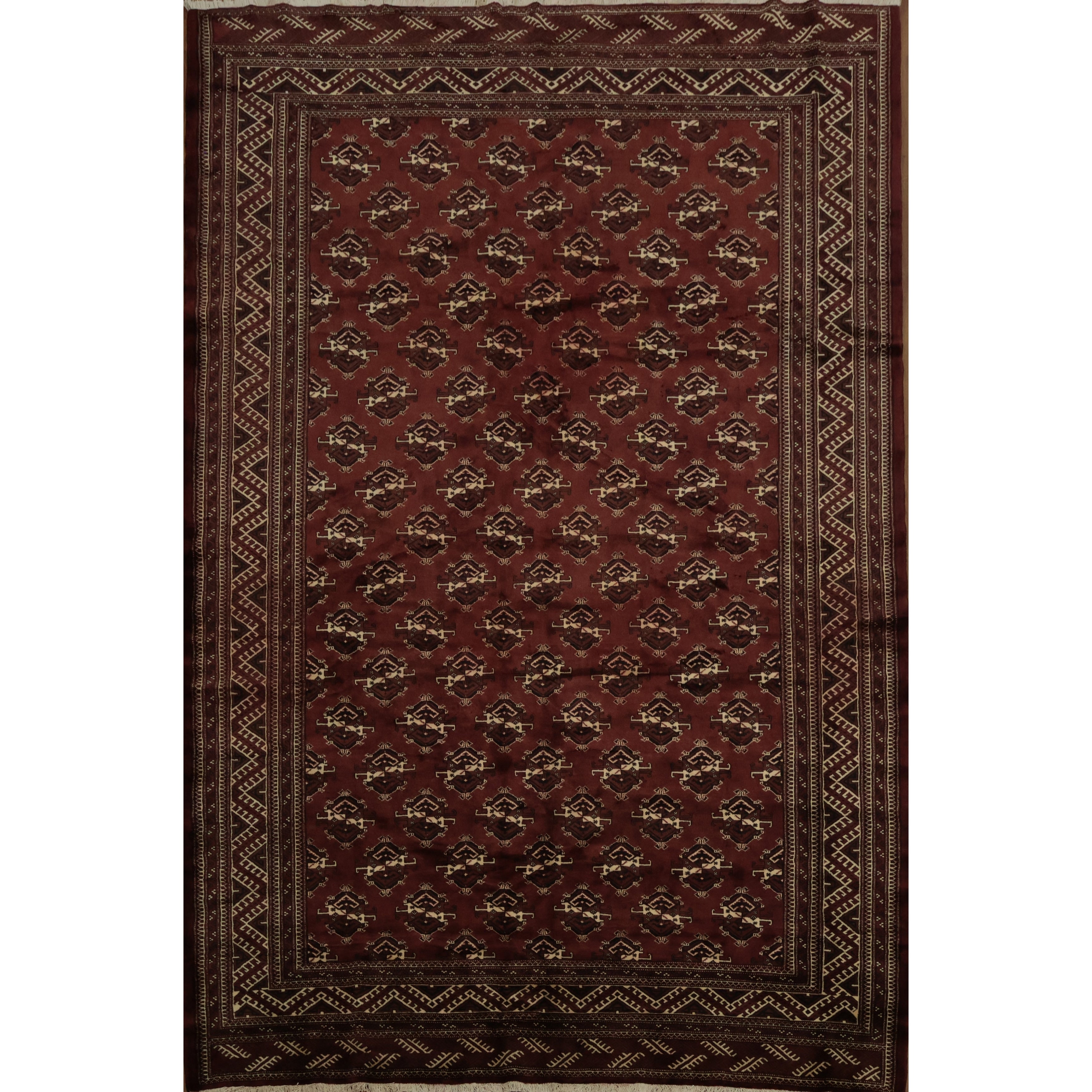 Hand Knotted Oriental 100 Wool Carpet Traditional All Over Red Turkoman Area Rug 12 5 X 8 3