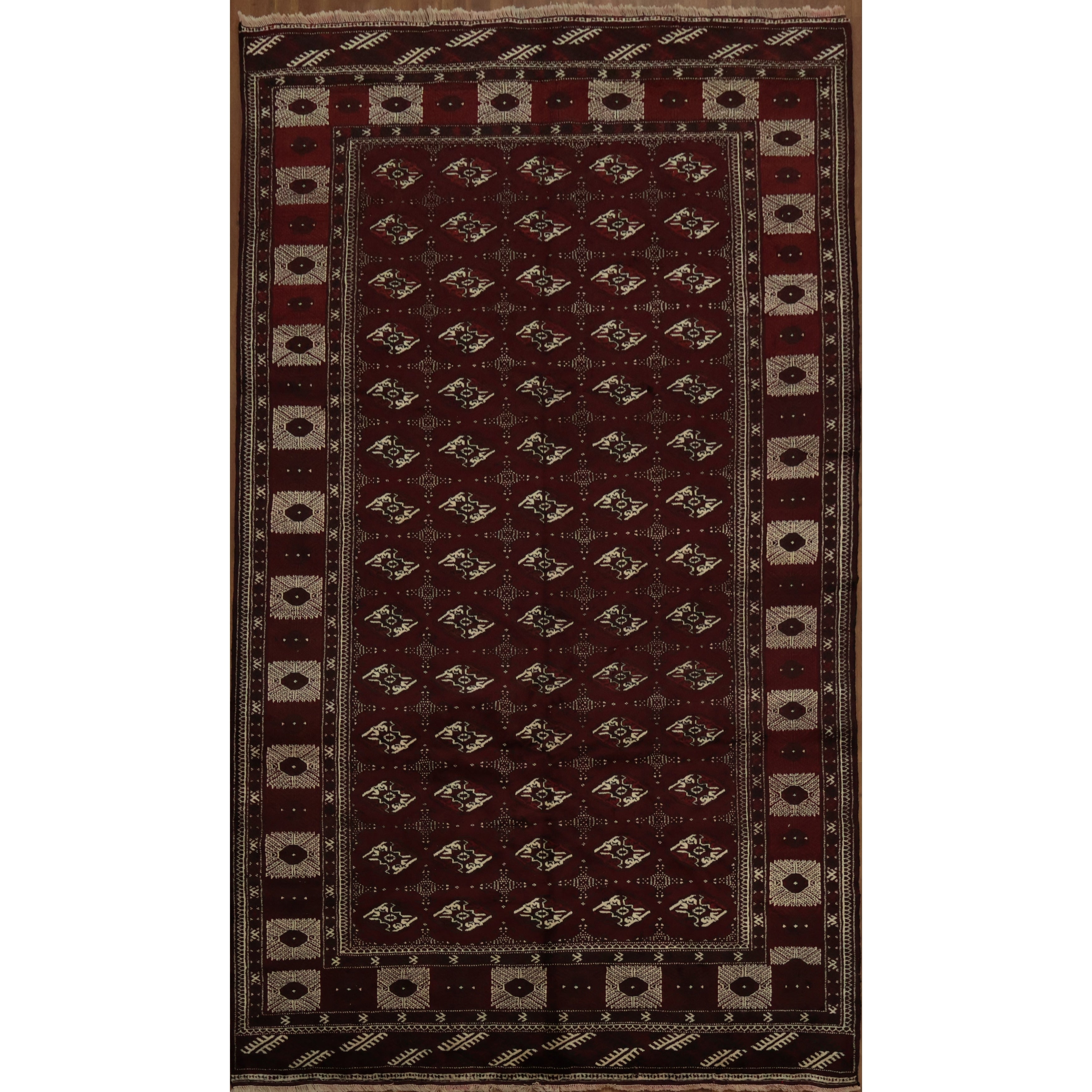 Hand Knotted Oriental 100 Wool Carpet Traditional All Over Red Turkoman Area Rug 12 1 X 7 0