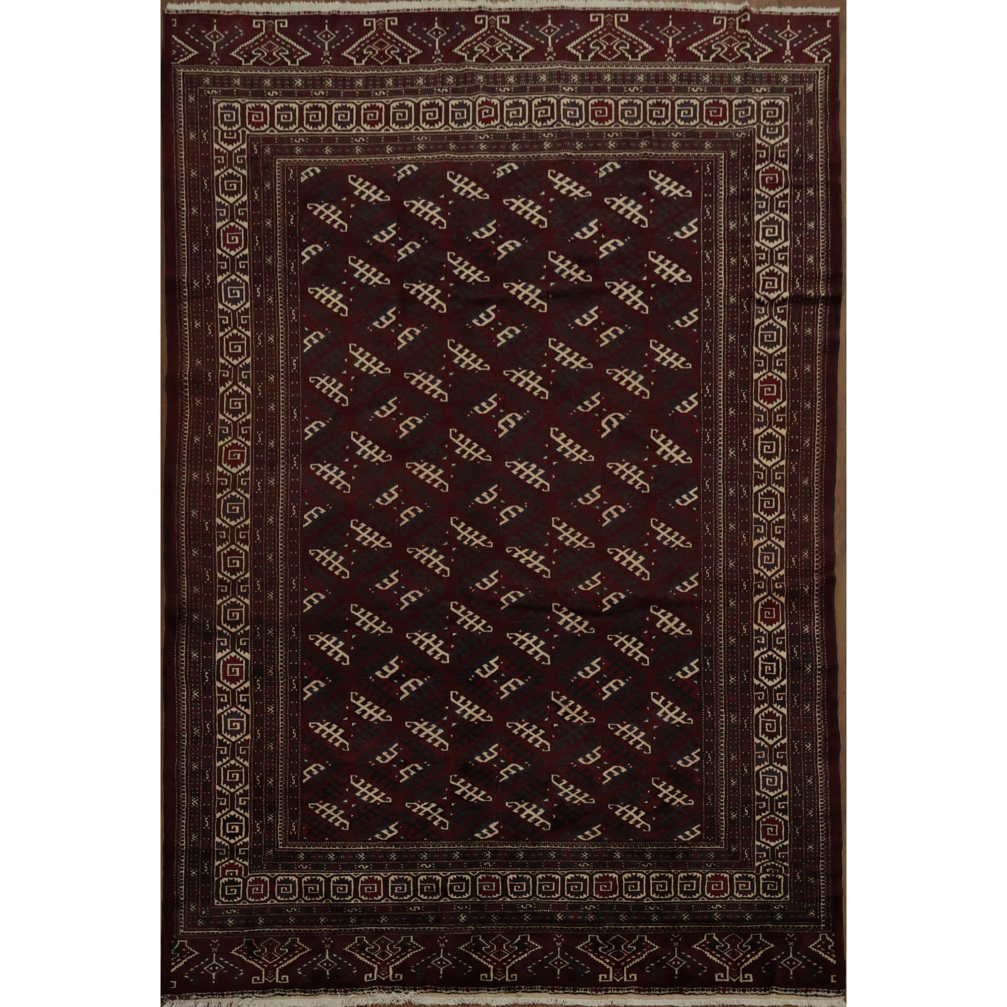 Hand Knotted Oriental 100 Wool Carpet Traditional All Over Red Turkoman Area Rug 12 3 X 8 4