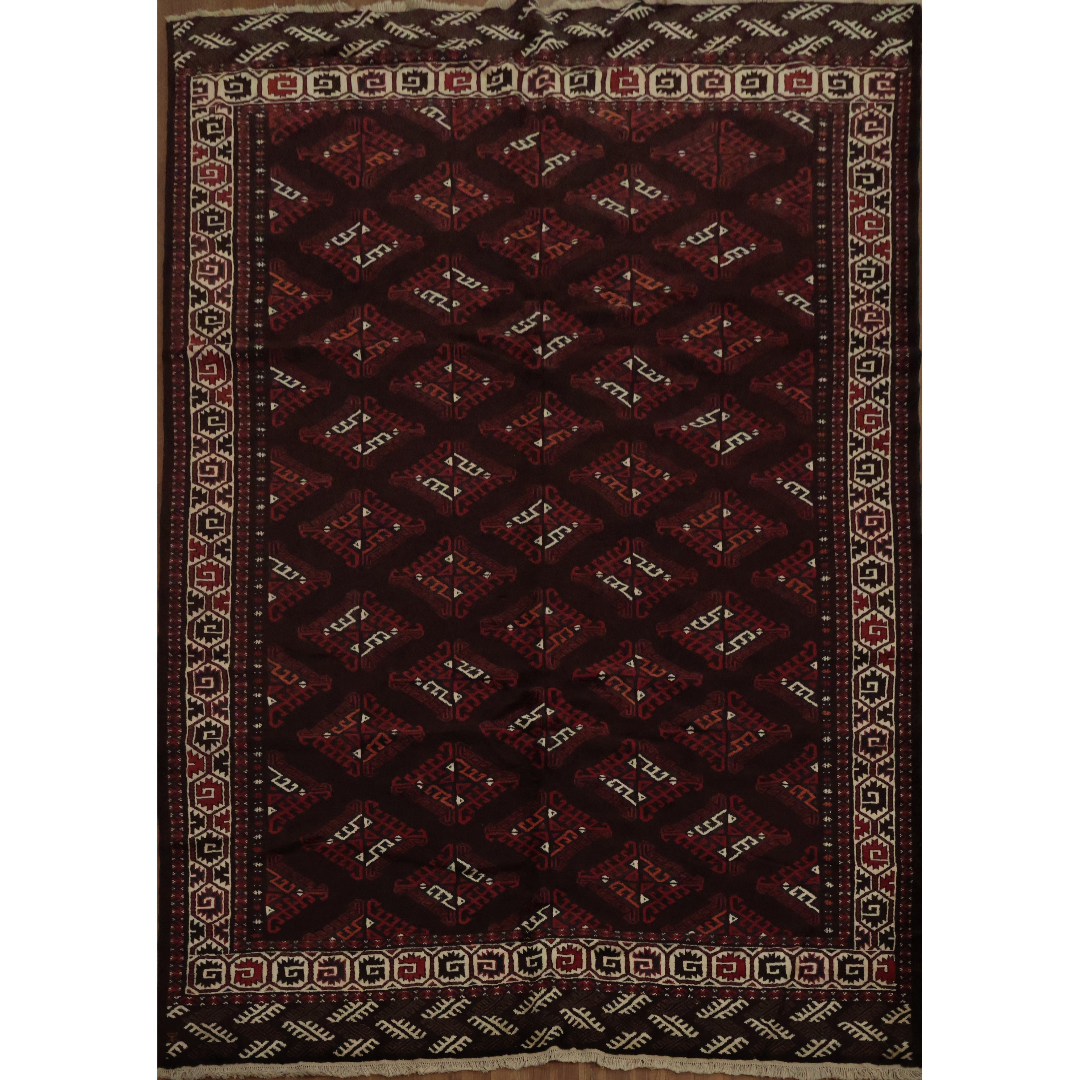 Hand Knotted Oriental 100 Wool Carpet Traditional All Over Red Turkoman Area Rug 10 3 X 7 3