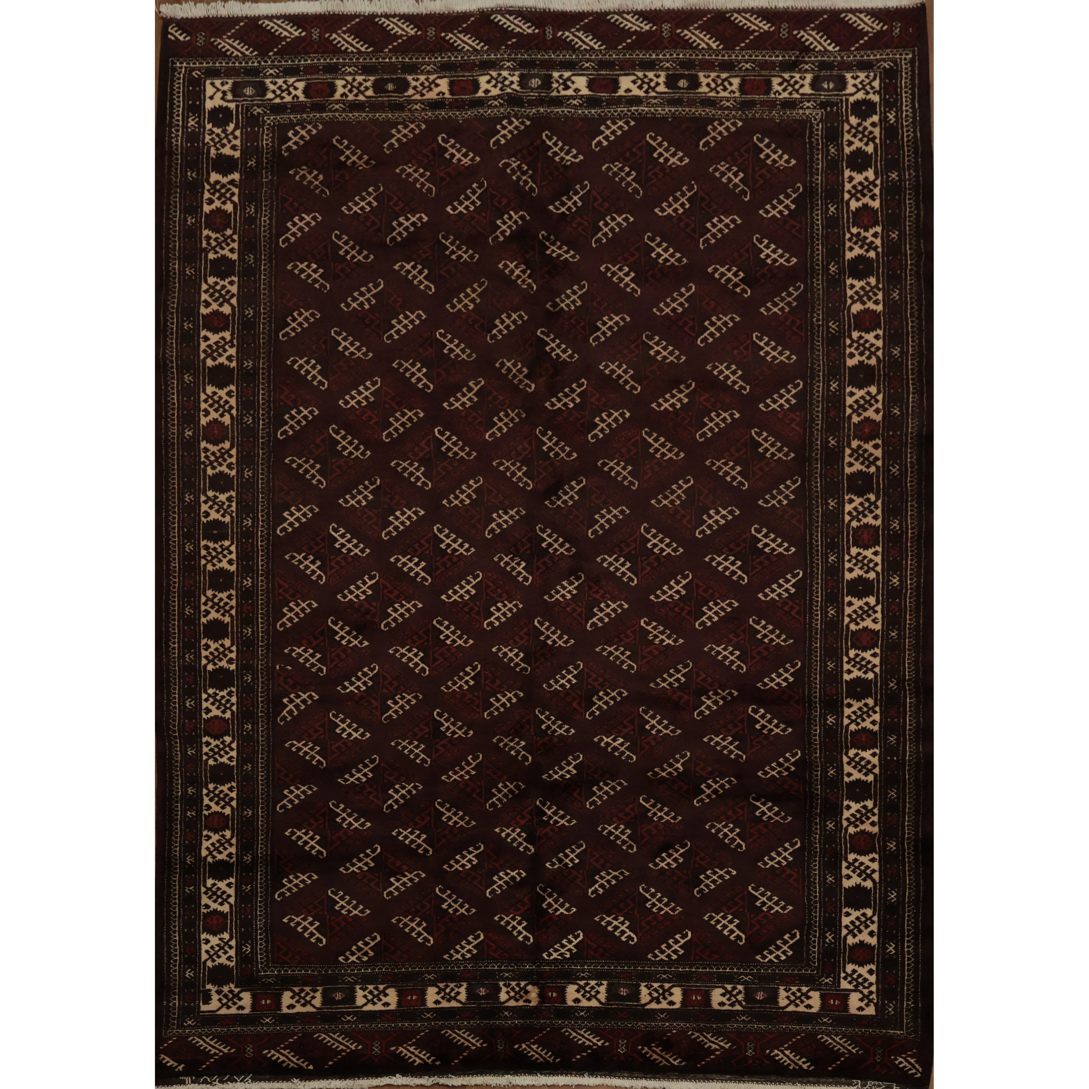 Hand Knotted Oriental 100 Wool Carpet Traditional All Over Red Turkoman Area Rug 10 10 X 7 9