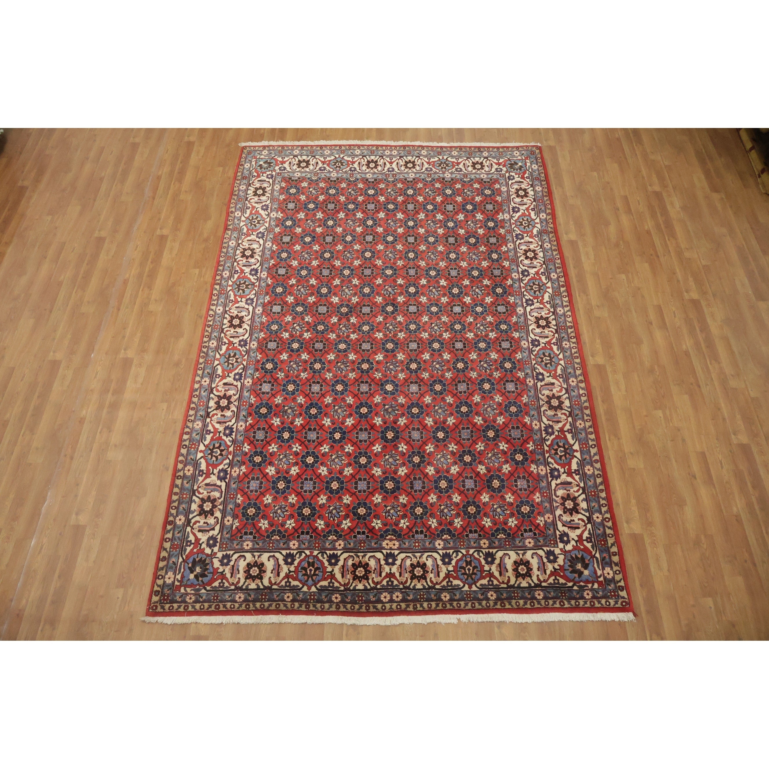 Hand Knotted Oriental 100 Wool Carpet Traditional All Over Red Varamin Area Rug 11 2 X 7 3