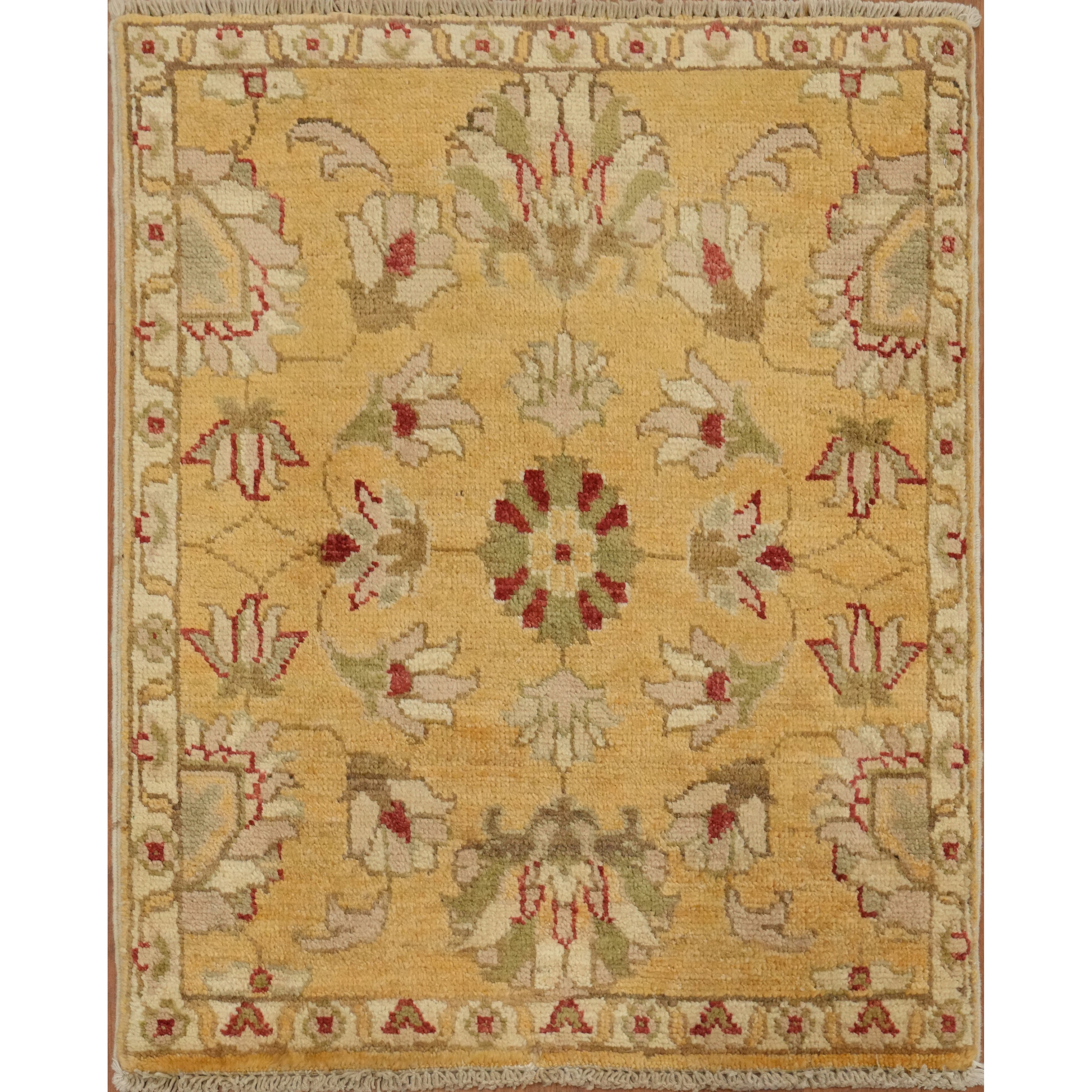 Hand Knotted Oriental 100 Wool Carpet Traditional All Over Yellow Gold Peshawar Area Rug 2 6 X 2 0