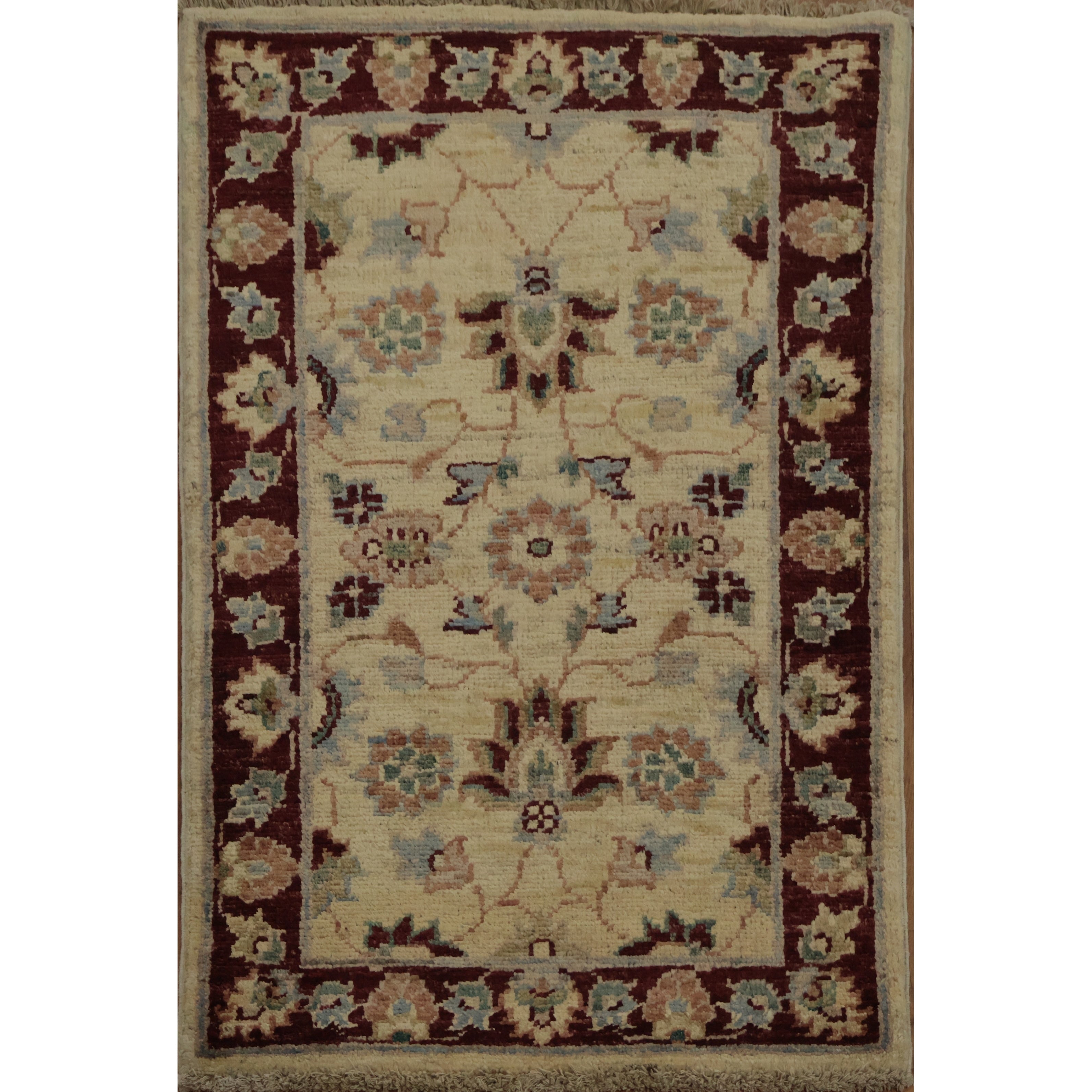 Hand Knotted Oriental 100 Wool Carpet Traditional Floral Beige Ivories Chobi Peshawar Area Rug 2 10 X 1 11