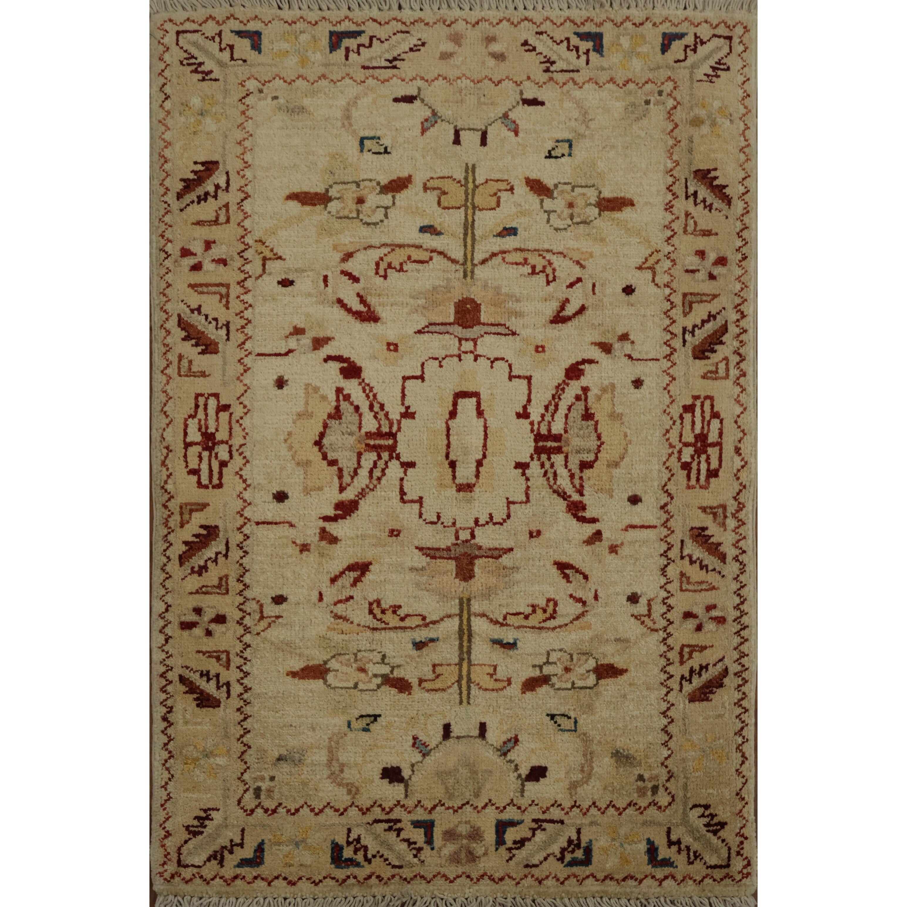 Hand Knotted Oriental 100 Wool Carpet Traditional Floral Beige Ivories Chobi Peshawar Area Rug 3 0 X 2 0